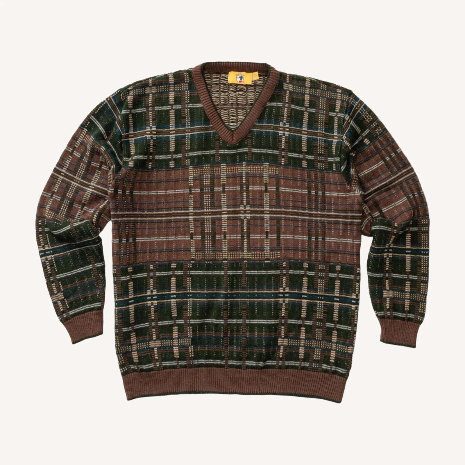 Duck Head Plaid Intarsia V-Neck Sweater L - Duck Head Vintage
