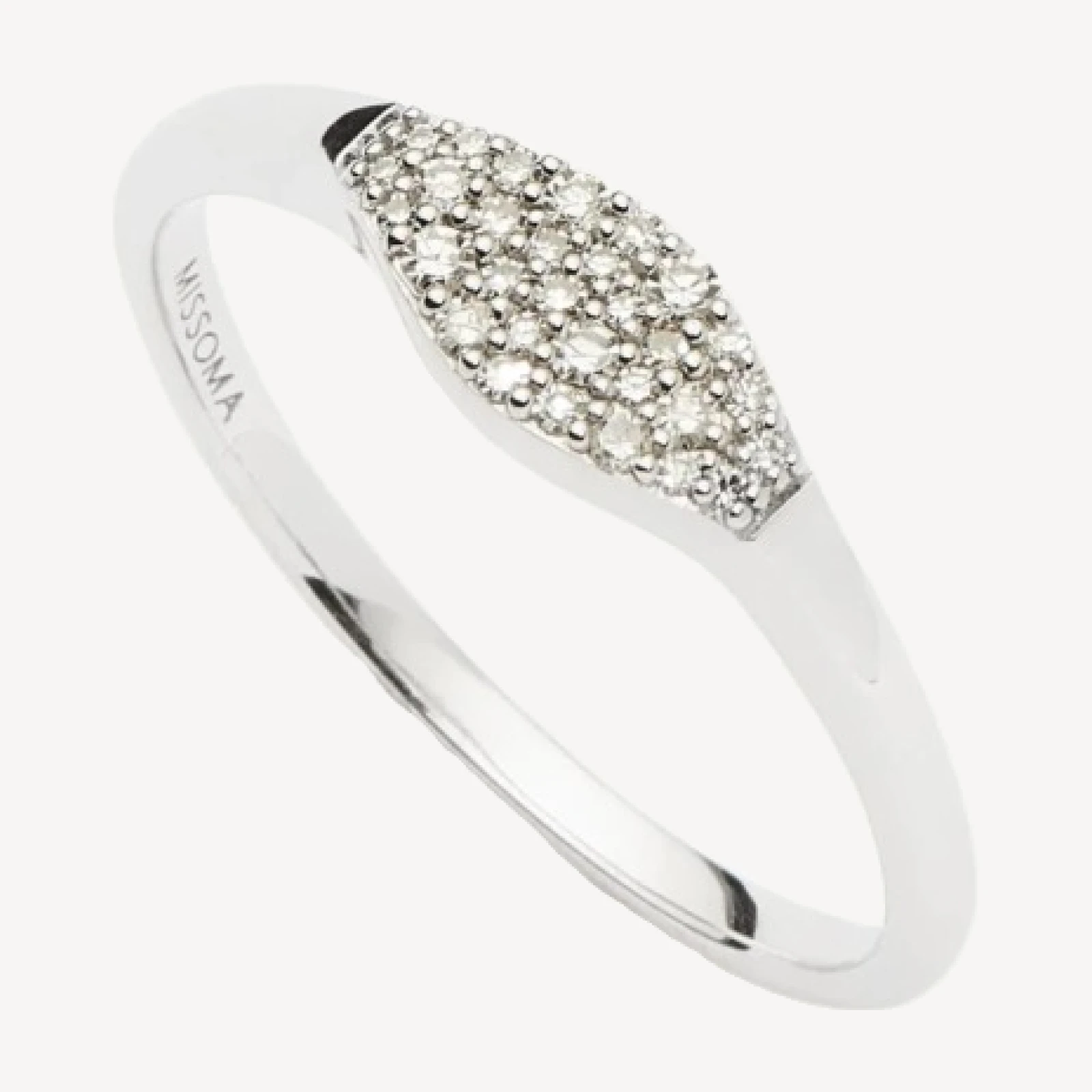 Solid Gold Diamond Signet Ring | 9ct Solid White Gold/Diamond