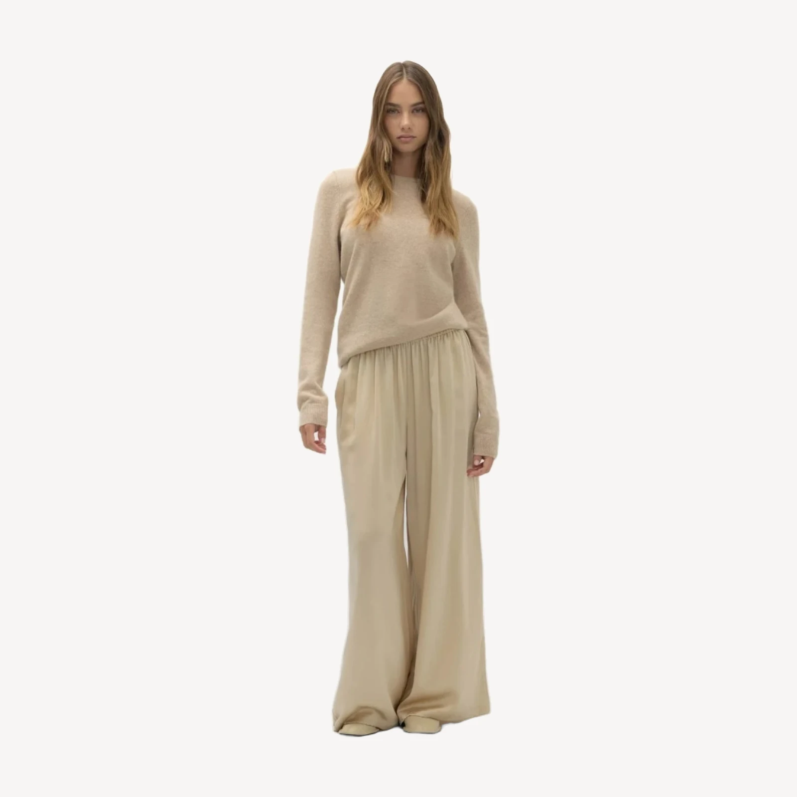 EVAN SILK WIDE LEG PANT | 30" INSEAM - BARLEY