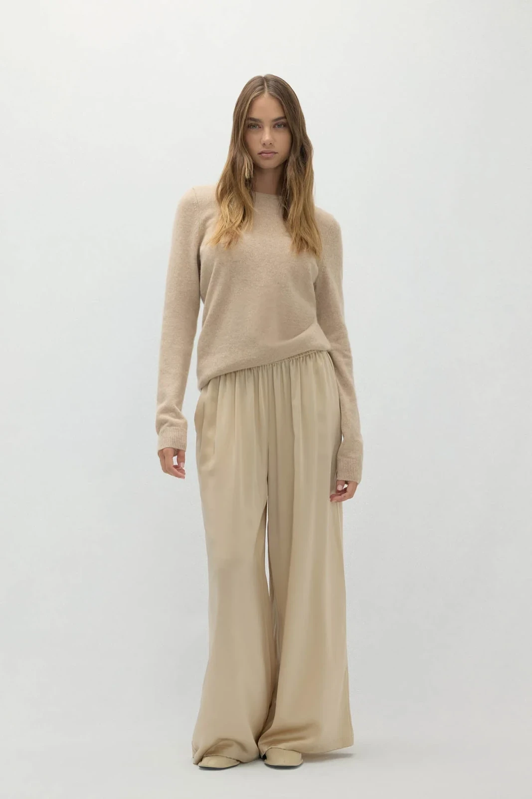 EVAN SILK WIDE LEG PANT | 30" INSEAM - BARLEY