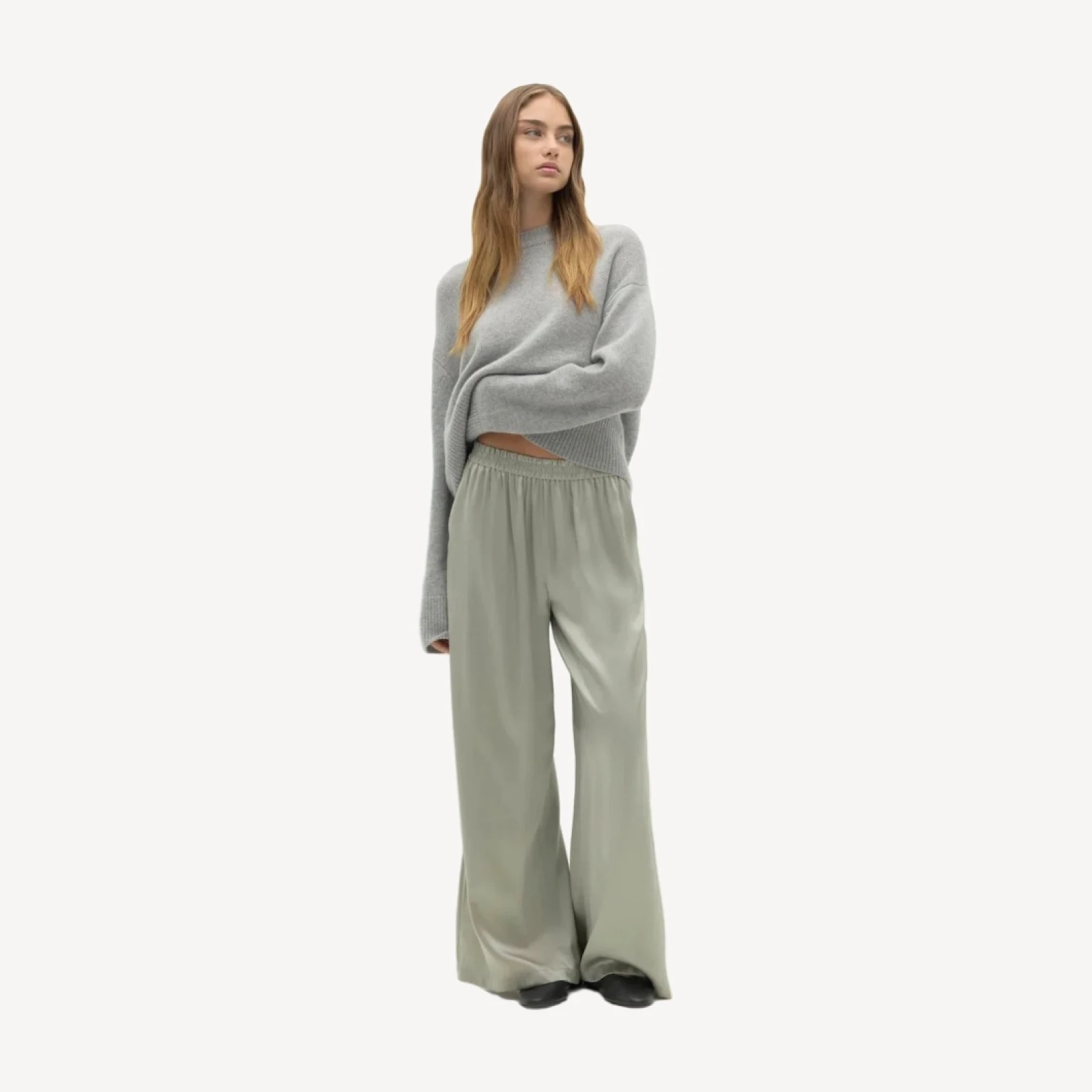 EVAN SILK WIDE LEG PANT | 30" INSEAM - CELESTE