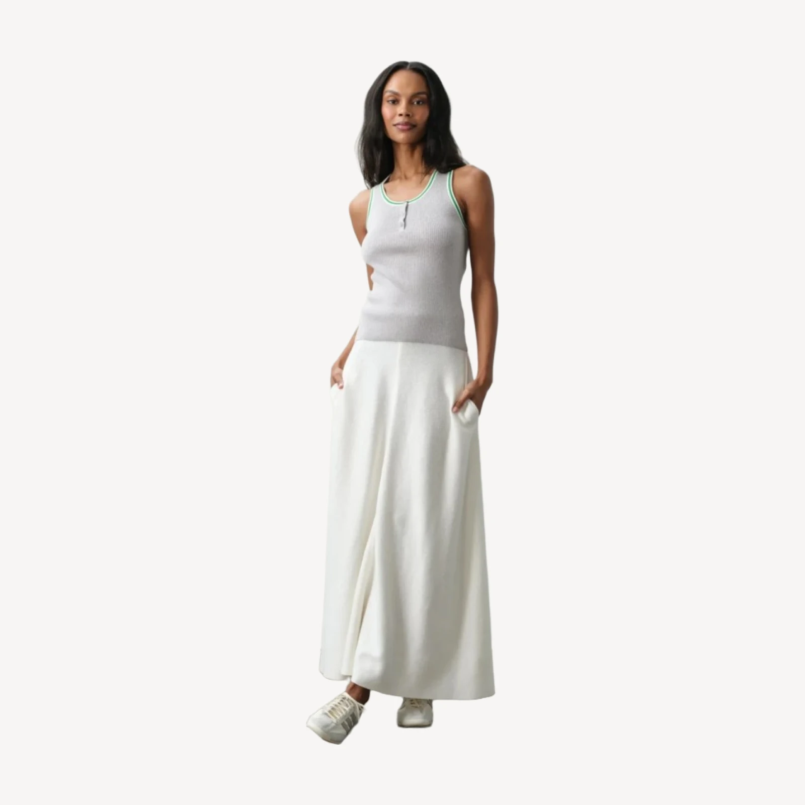 JUSTINE COTTON CASHMERE MAXI SKIRT - ECRU