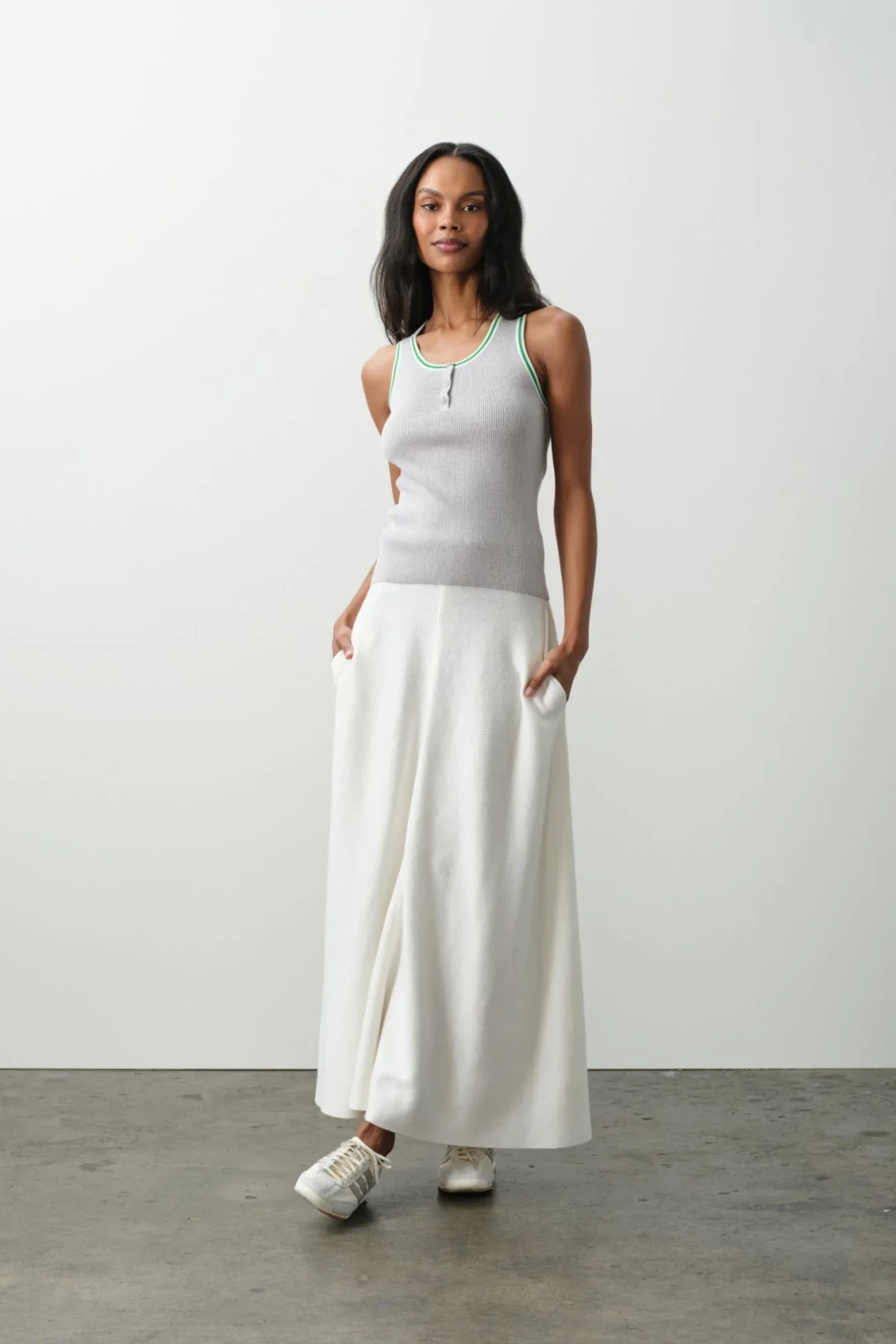 JUSTINE COTTON CASHMERE MAXI SKIRT - ECRU