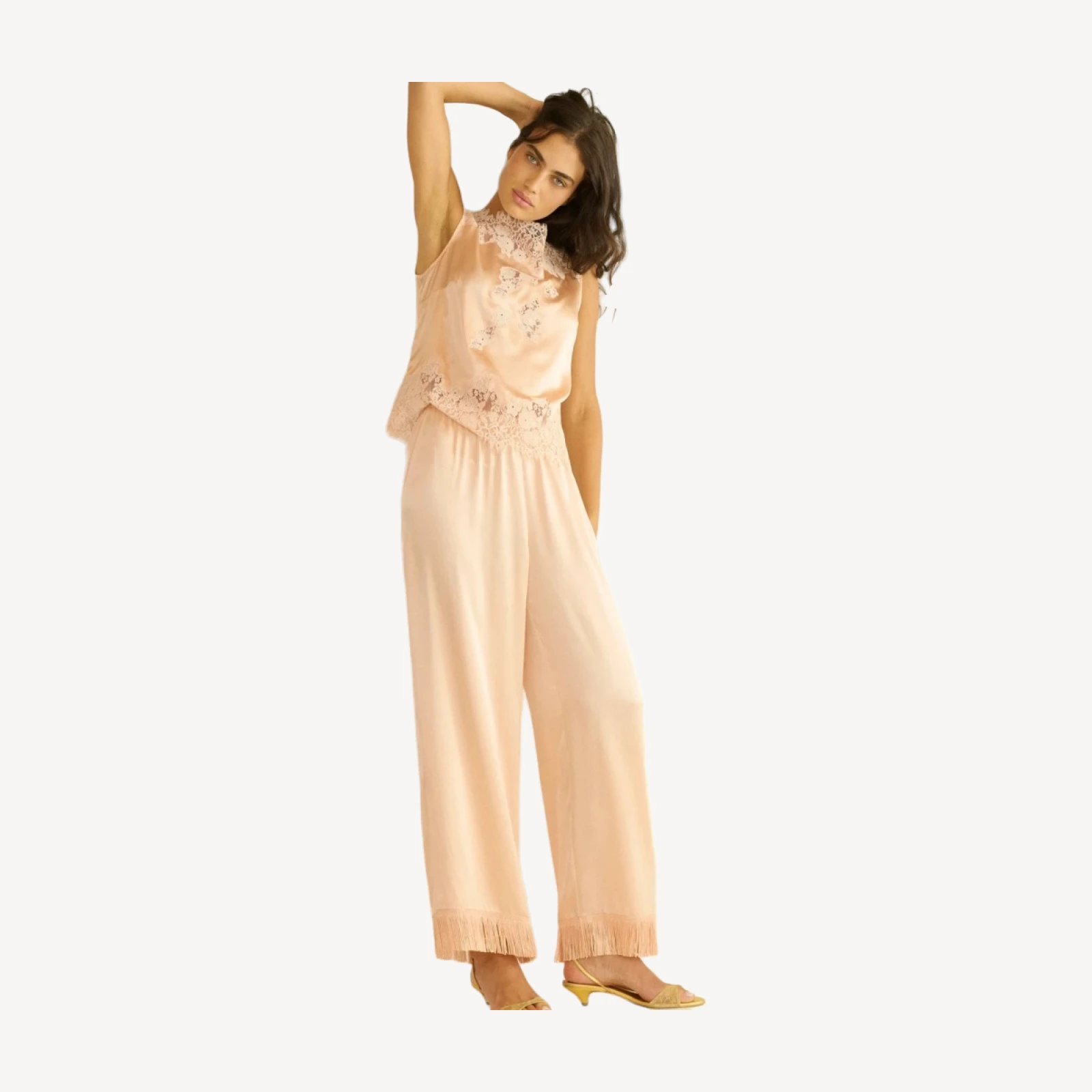 LAVON FRINGE PANT -- PEACH SORBET