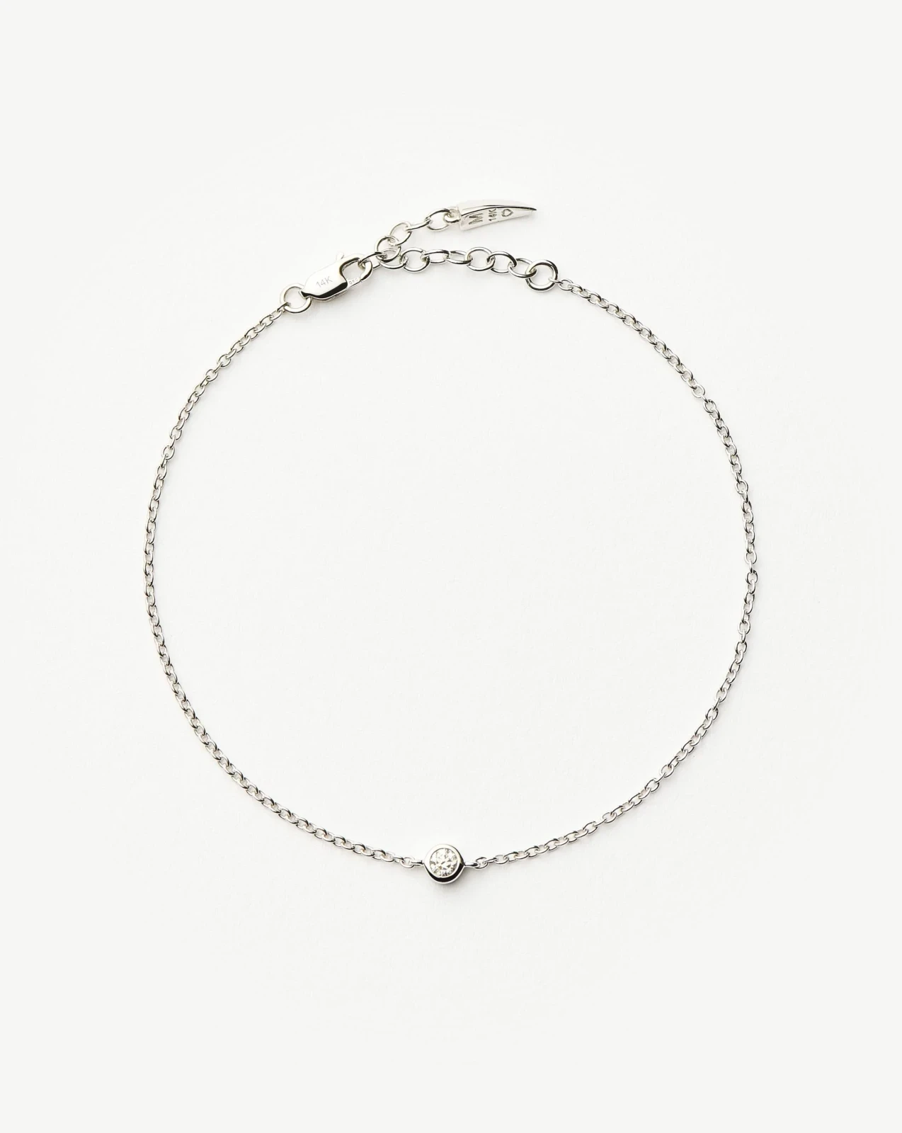 Solid Gold Diamond Solitaire Bracelet | 14ct Solid White Gold/Diamond