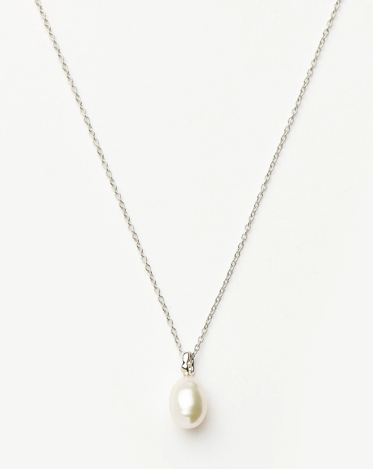 Solid Gold Baroque Pearl Organic Pendant Necklace | 14ct Solid White Gold/Pearl