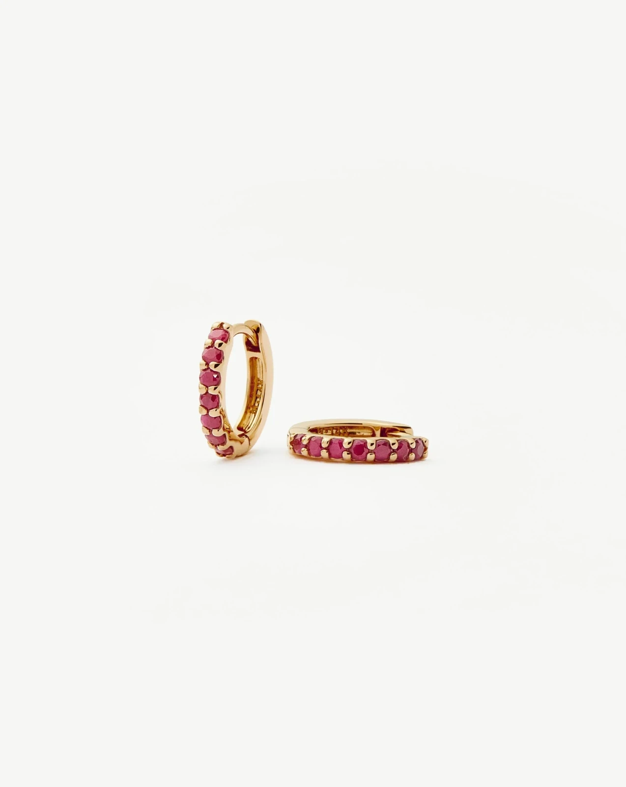 Solid Gold Ruby Huggies | 9ct Solid Yellow Gold/Ruby