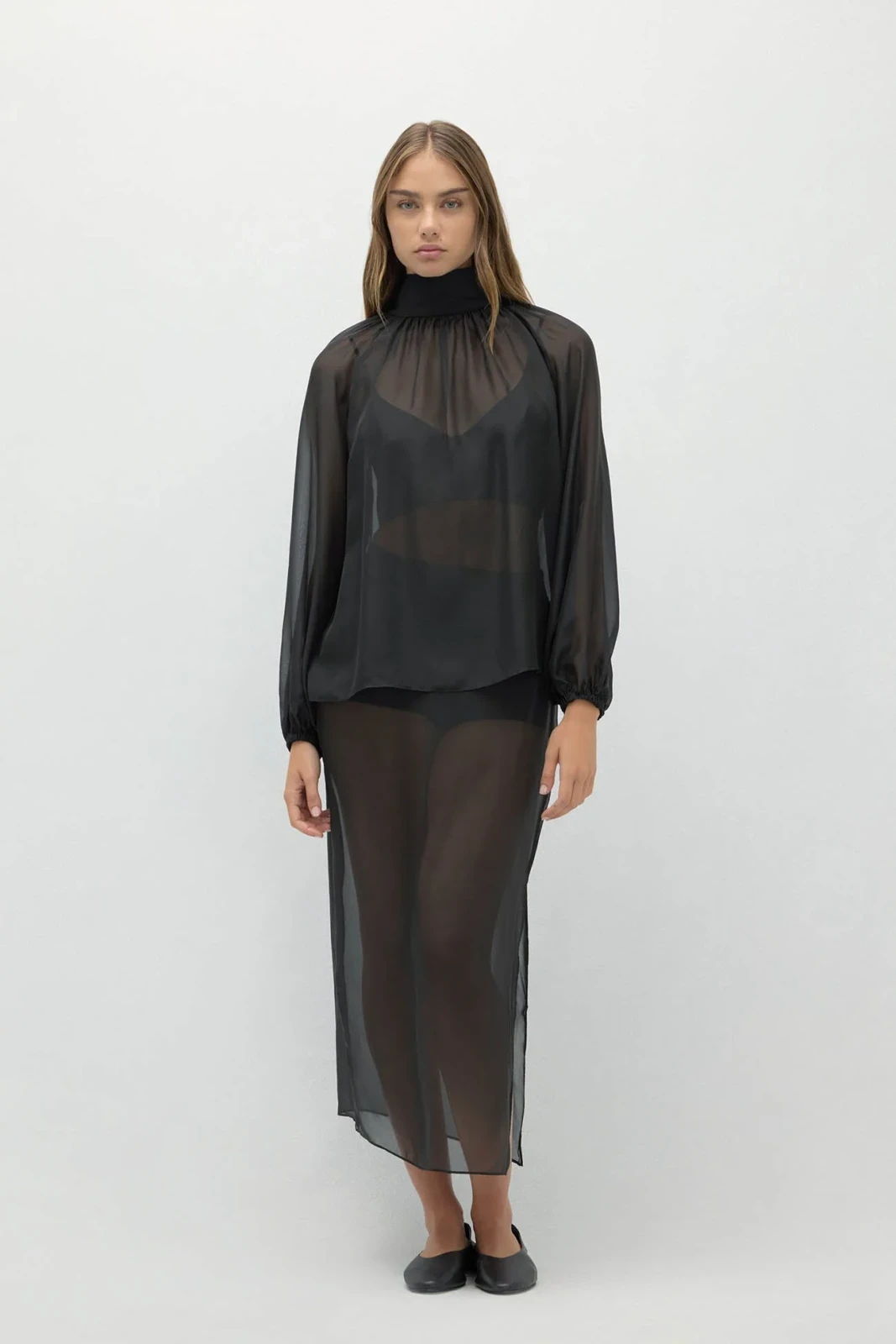 AMARA SILK ORGANZA BLOUSE - BLACK
