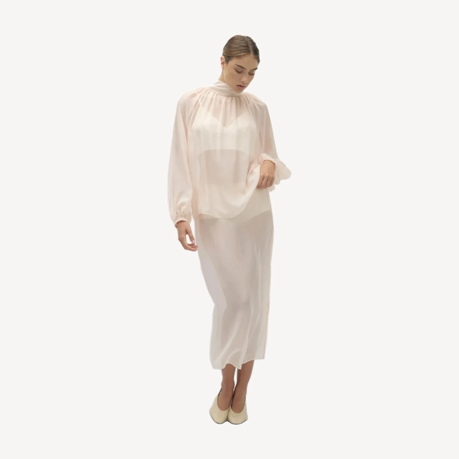 AMARA SILK ORGANZA BLOUSE - SHELL PINK