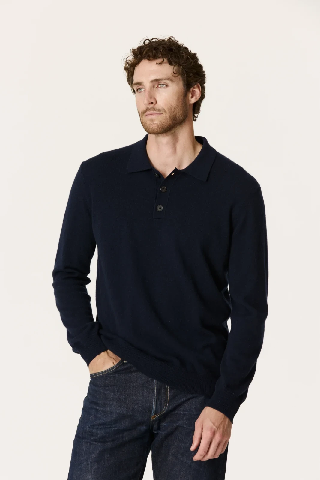 ALESSANDRO CASHMERE POLO - INK NAVY