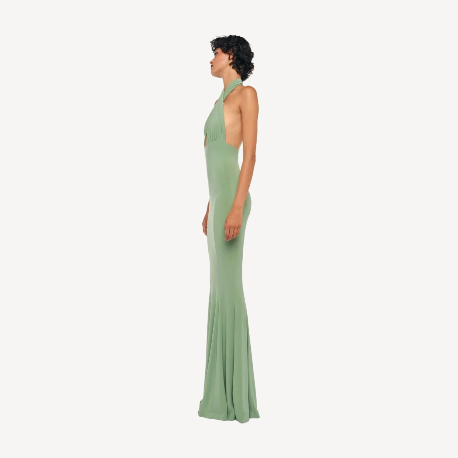 CROSS HALTER FISHTAIL GOWN