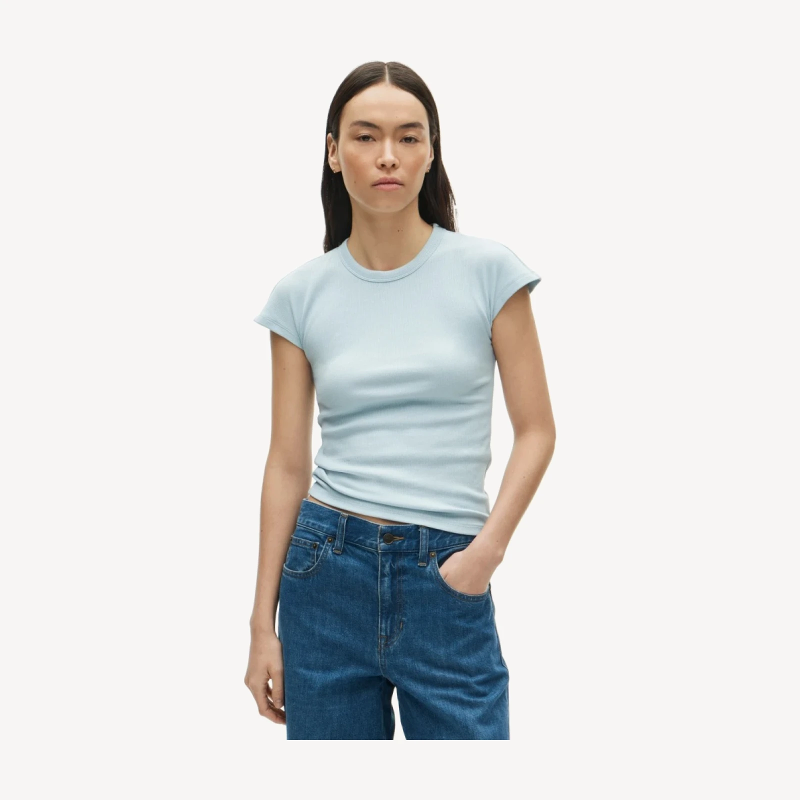 Perfect rib dolman-sleeve T-shirt