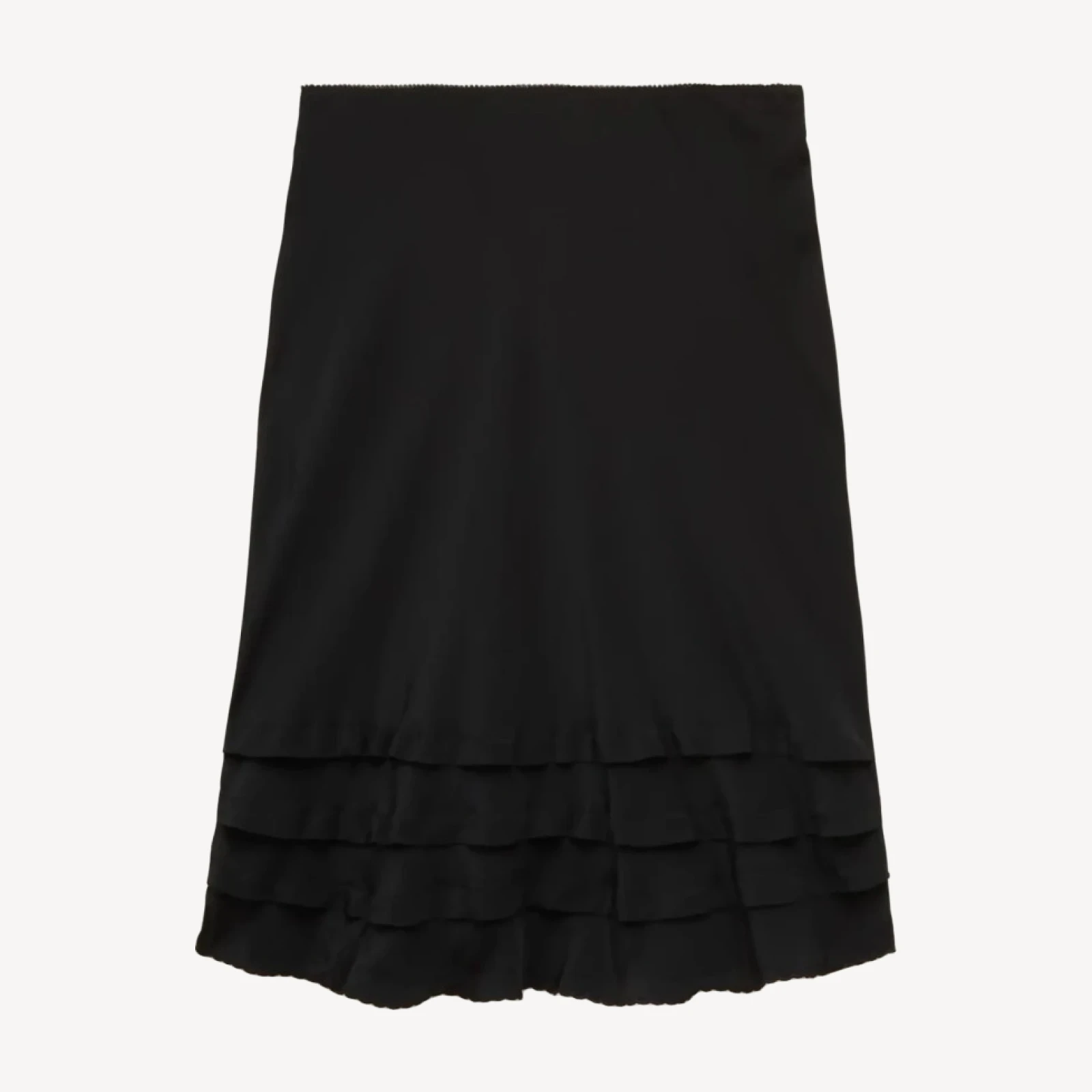 Ruffle-trim slip skirt in crepe de chine