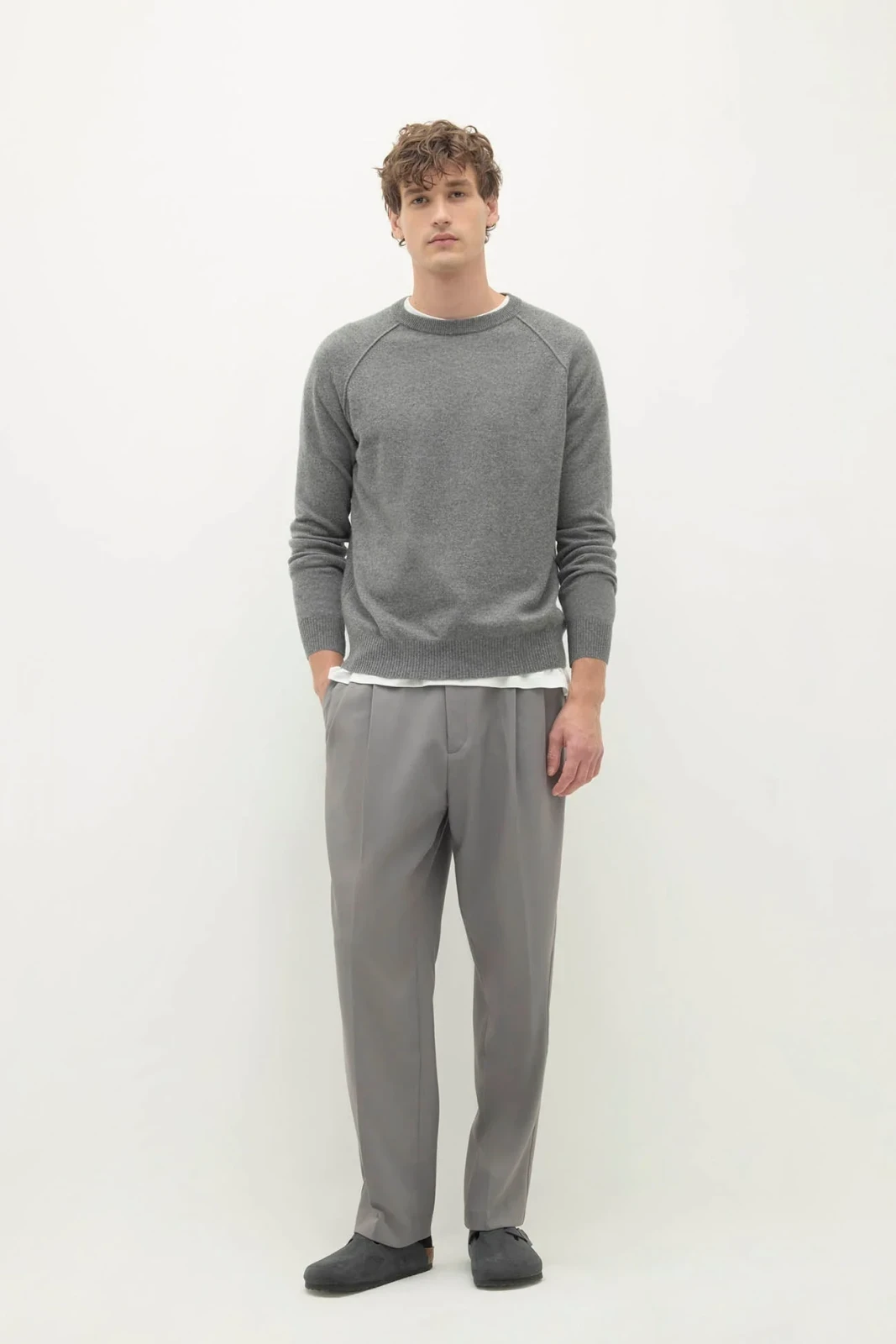 LORENZO CASHMERE CREWNECK - THUNDER