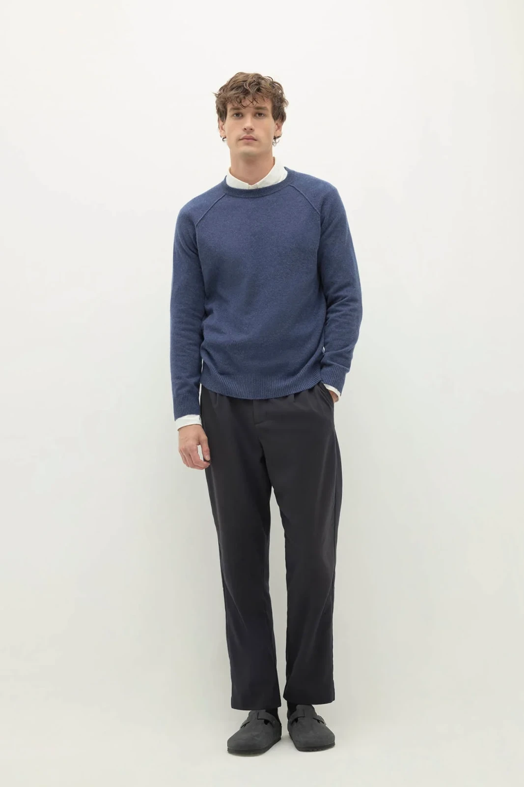 LORENZO CASHMERE CREWNECK - INDIGO HEATHER
