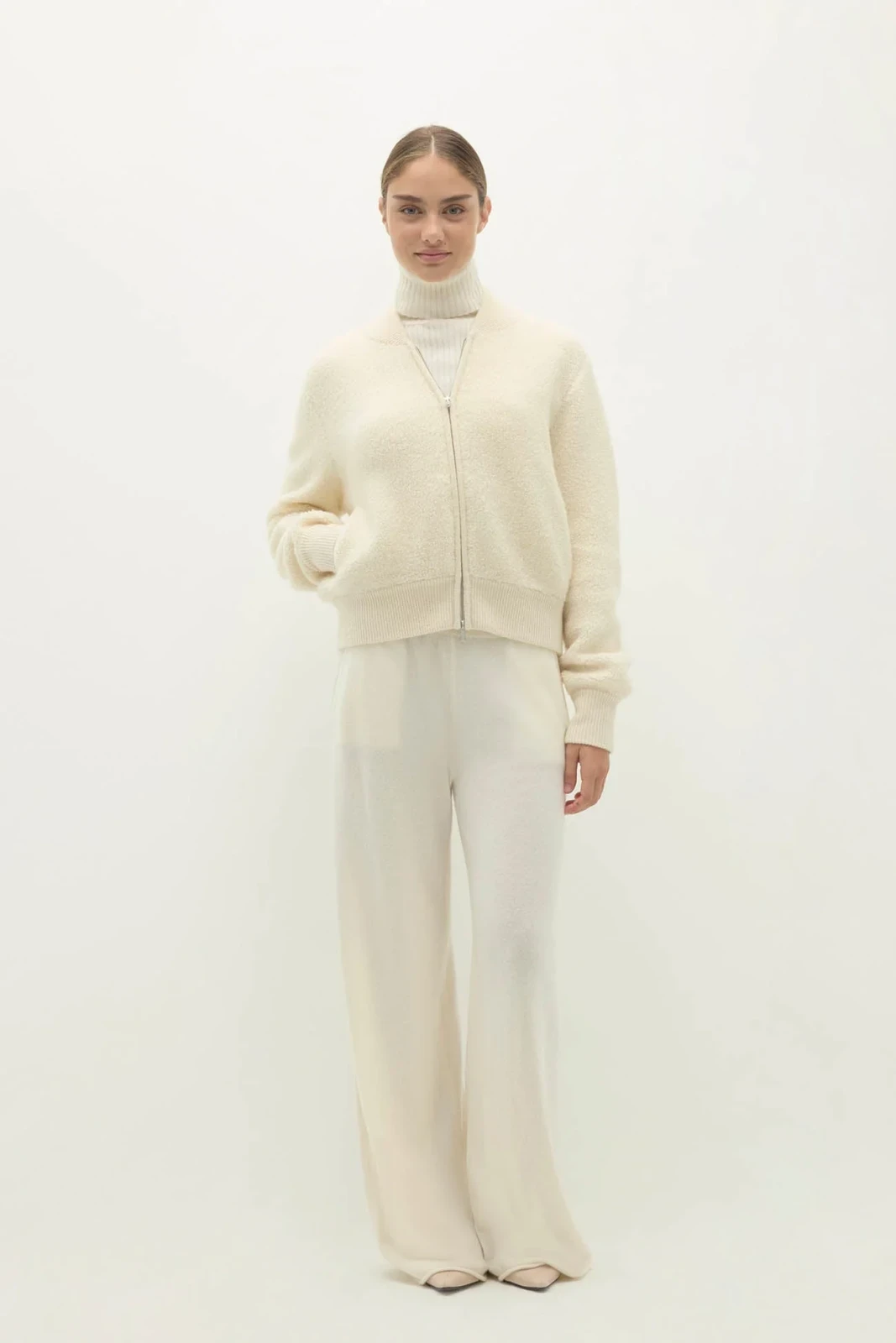 STEFANIA TERRY BOMBER JACKET - ECRU