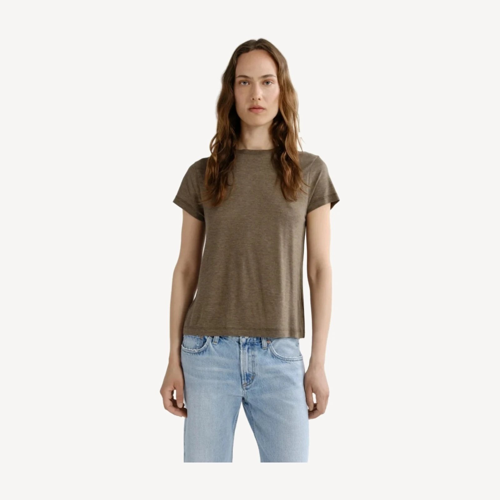 Long Line Adine Tee (Tencel Jersey) in Loam