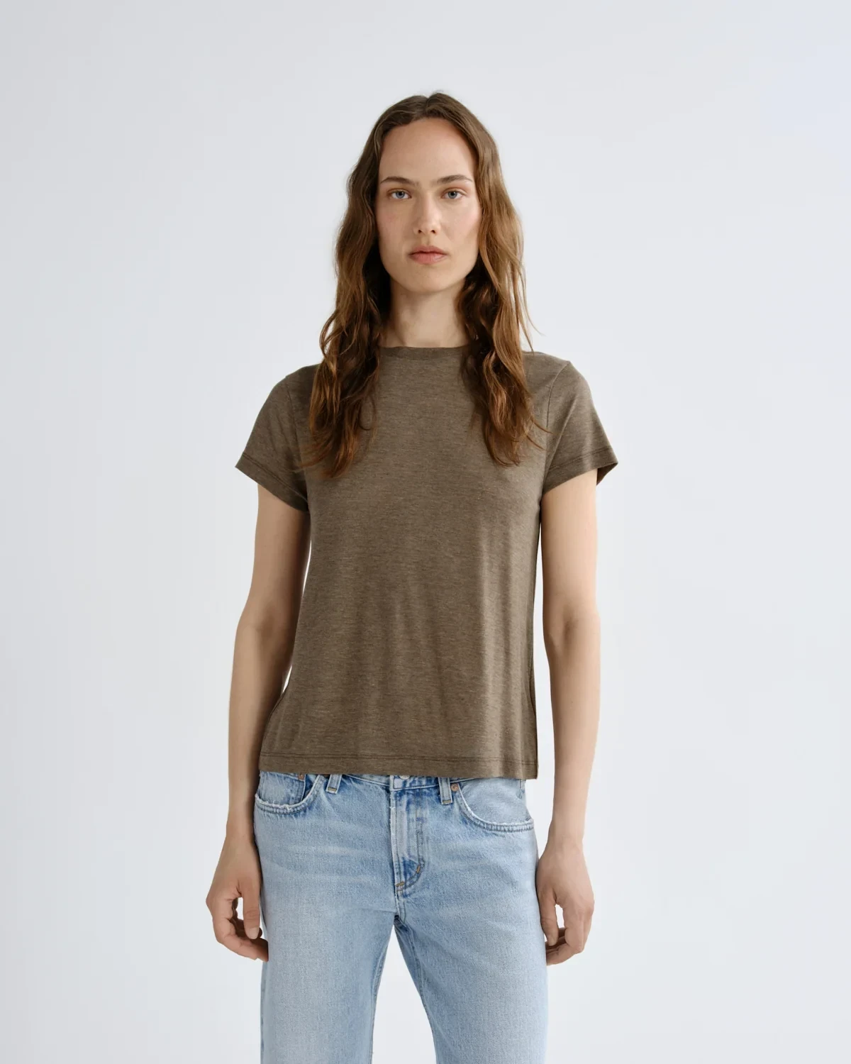 Long Line Adine Tee (Tencel Jersey) in Loam
