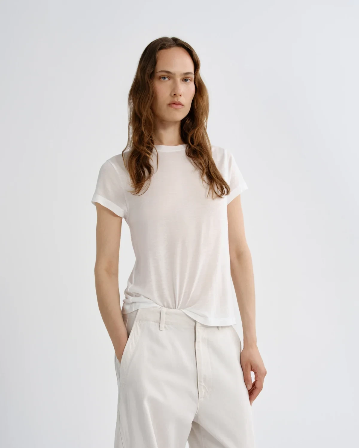 Long Line Adine Tee (Tencel Jersey) in Gesso
