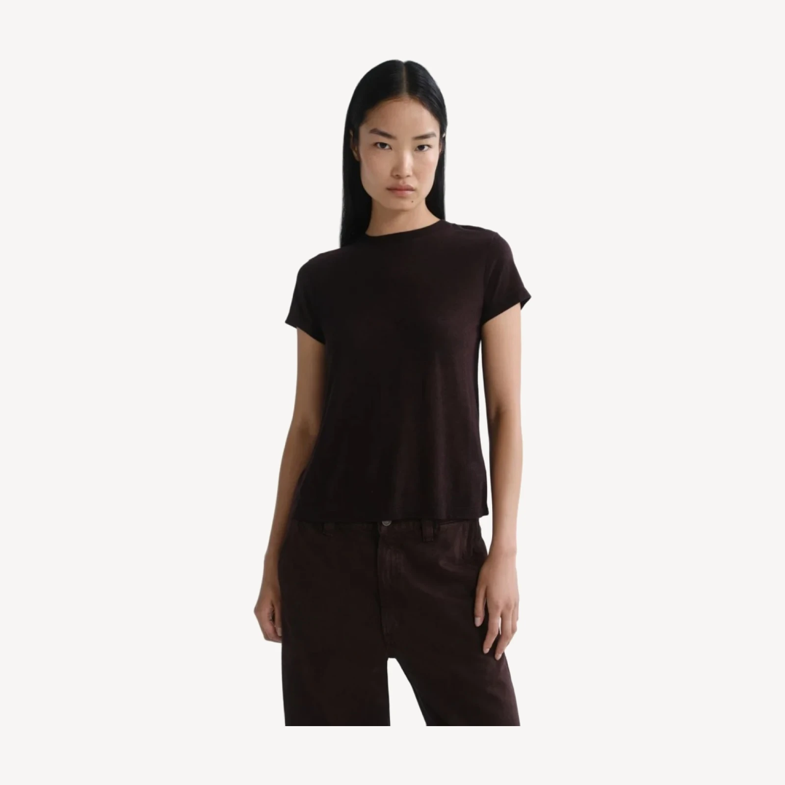 Long Line Adine Tee (Tencel Jersey) in Ristretto