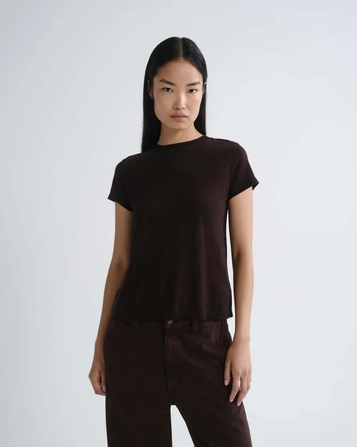Long Line Adine Tee (Tencel Jersey) in Ristretto