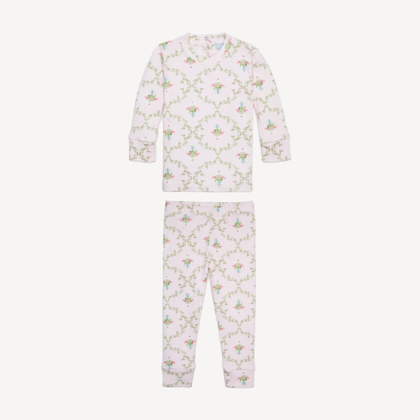 The Baby Sully PJ Set - Light Pink Trellis