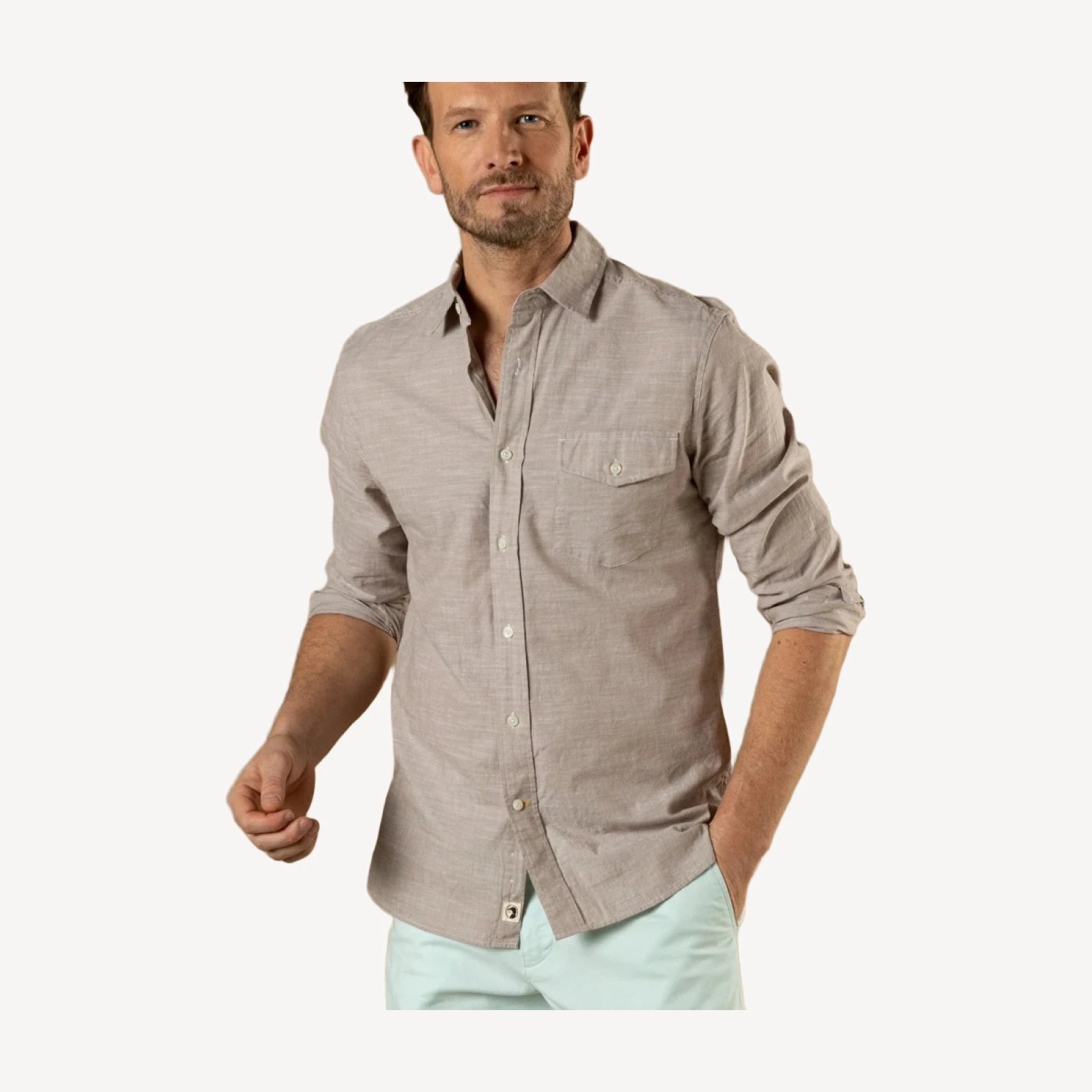 Cotton Chambray Sport Shirt - Verona Solid