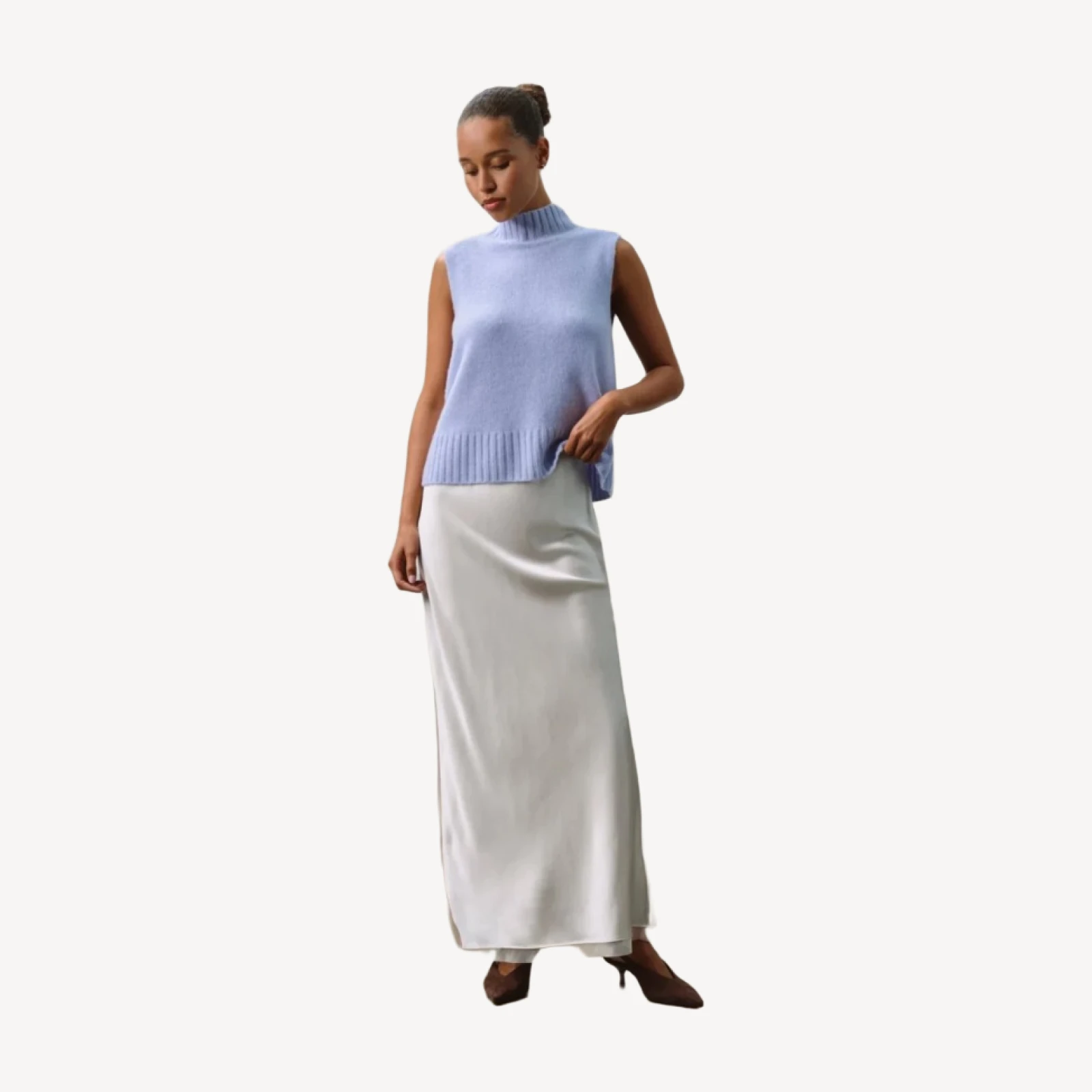 LOUISA SLEEVELESS MOCK NECK - HEATHER BLUE