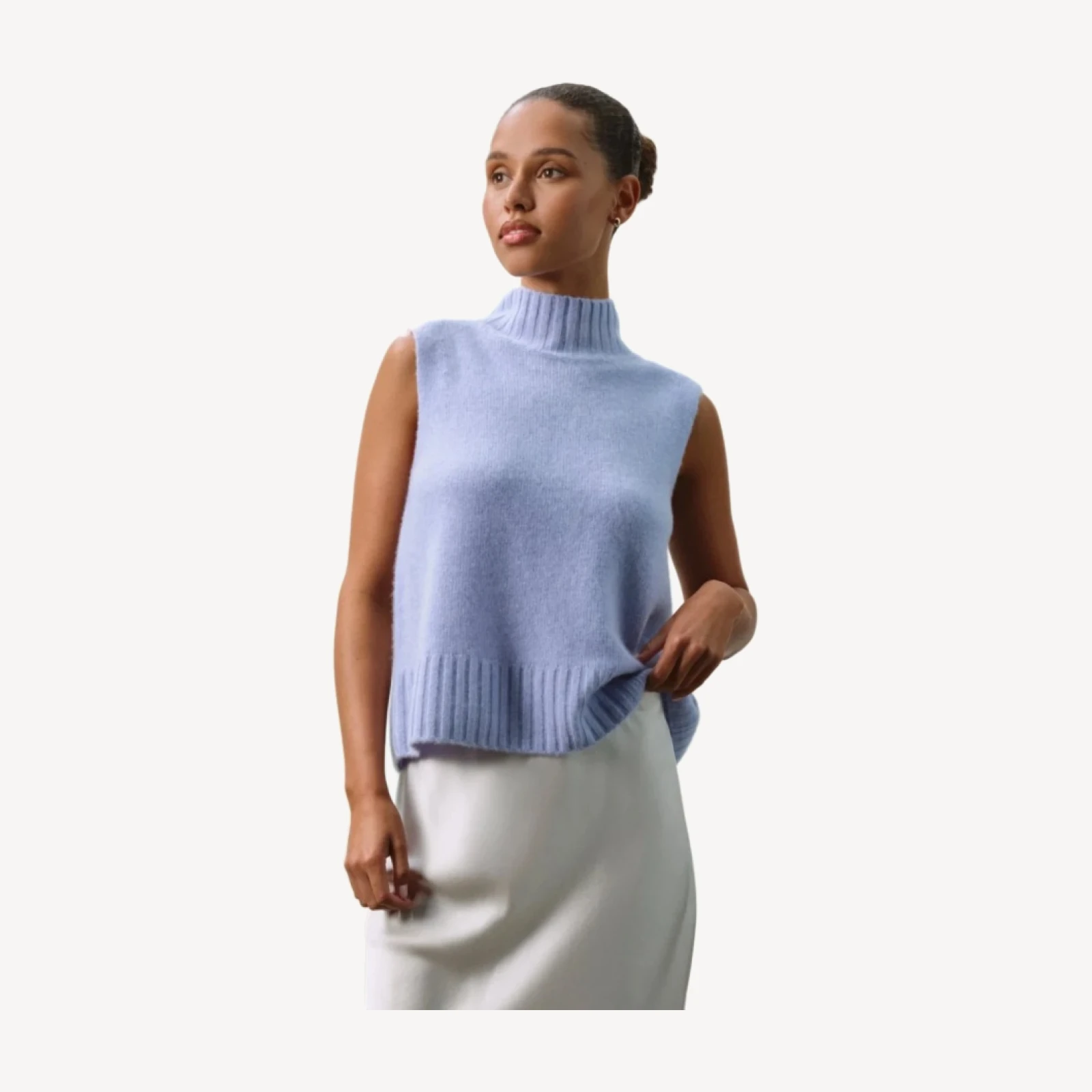 LOUISA SLEEVELESS MOCK NECK - HEATHER BLUE