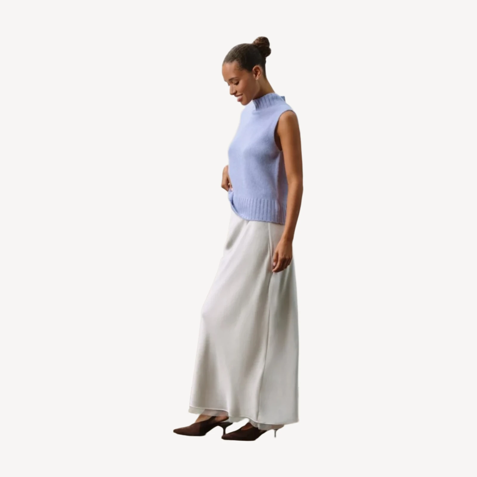 LOUISA SLEEVELESS MOCK NECK - HEATHER BLUE