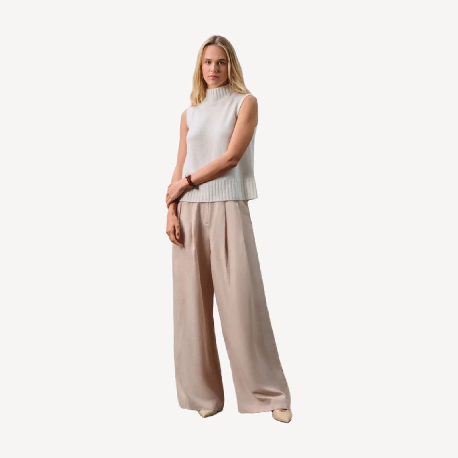 LOUISA SLEEVELESS MOCK NECK - ECRU