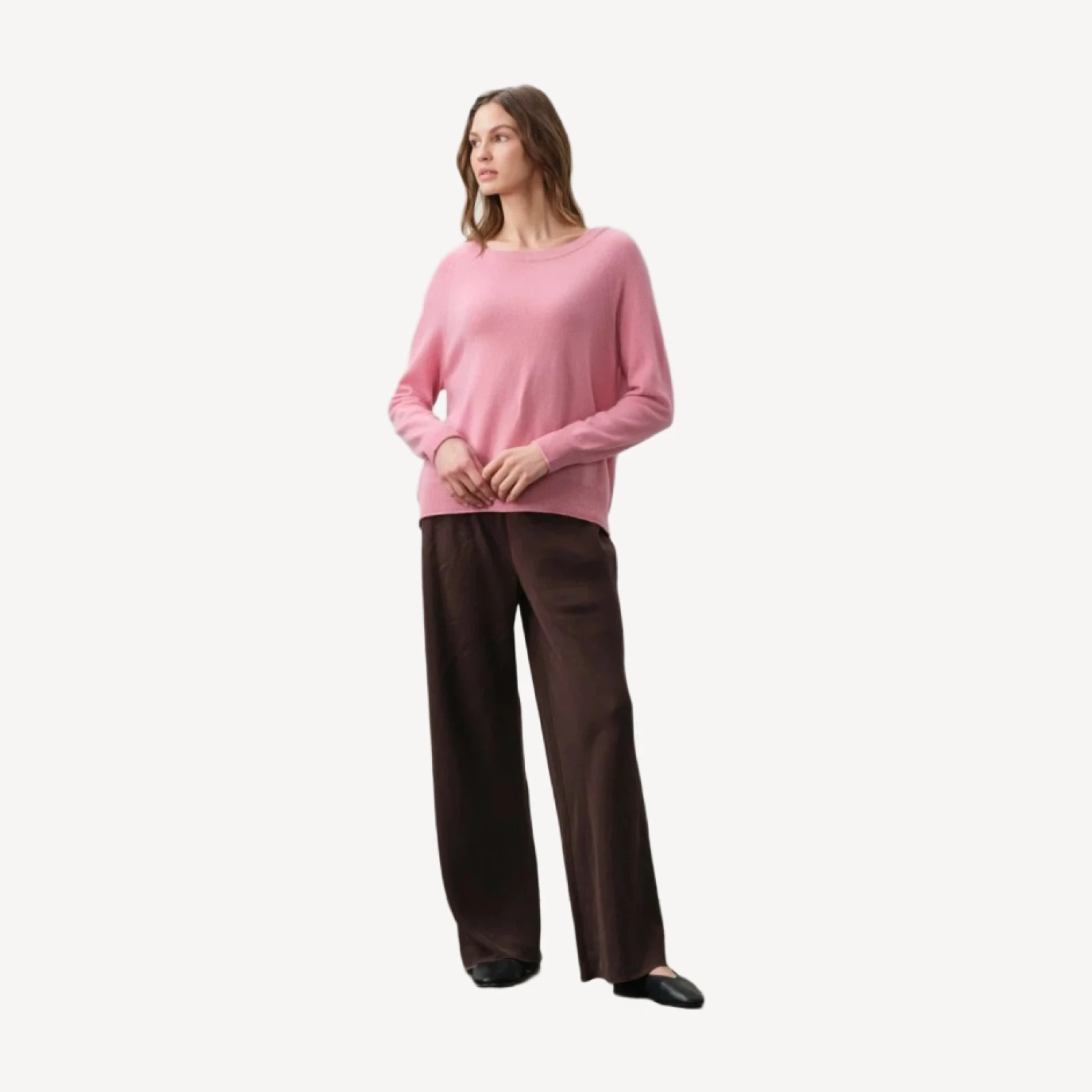 AZALEA CASHMERE OFF THE SHOULDER SWEATER - ROSEBUD