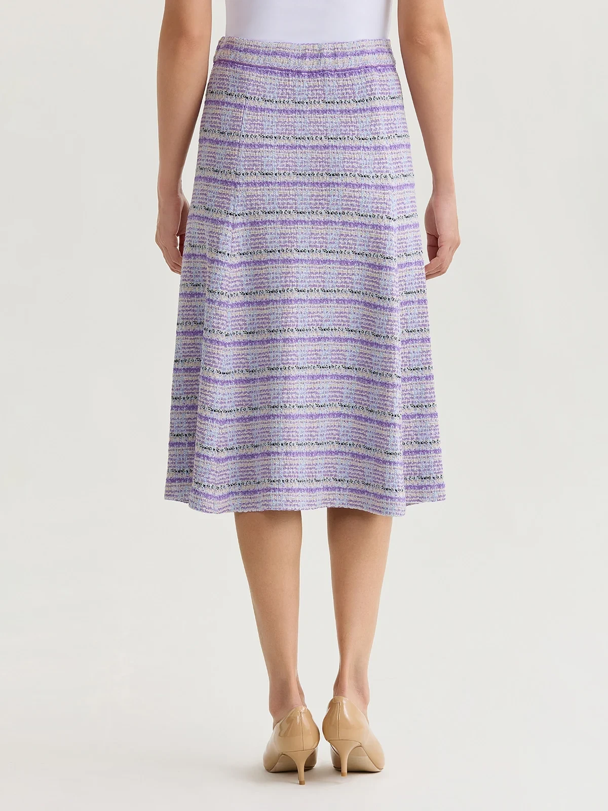 Flared Plaid Tweed Knit Midi Skirt, photo 5