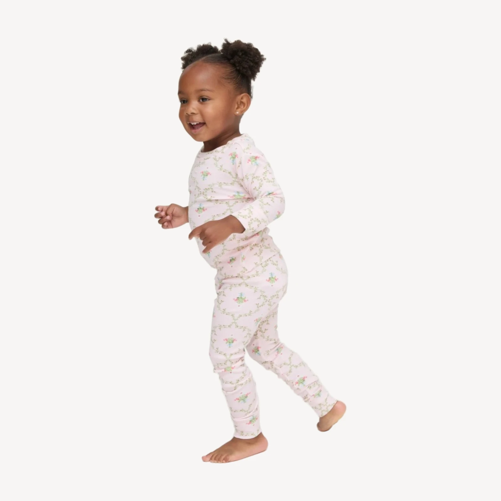 The Tiny Sully PJ Set - Light Pink Trellis
