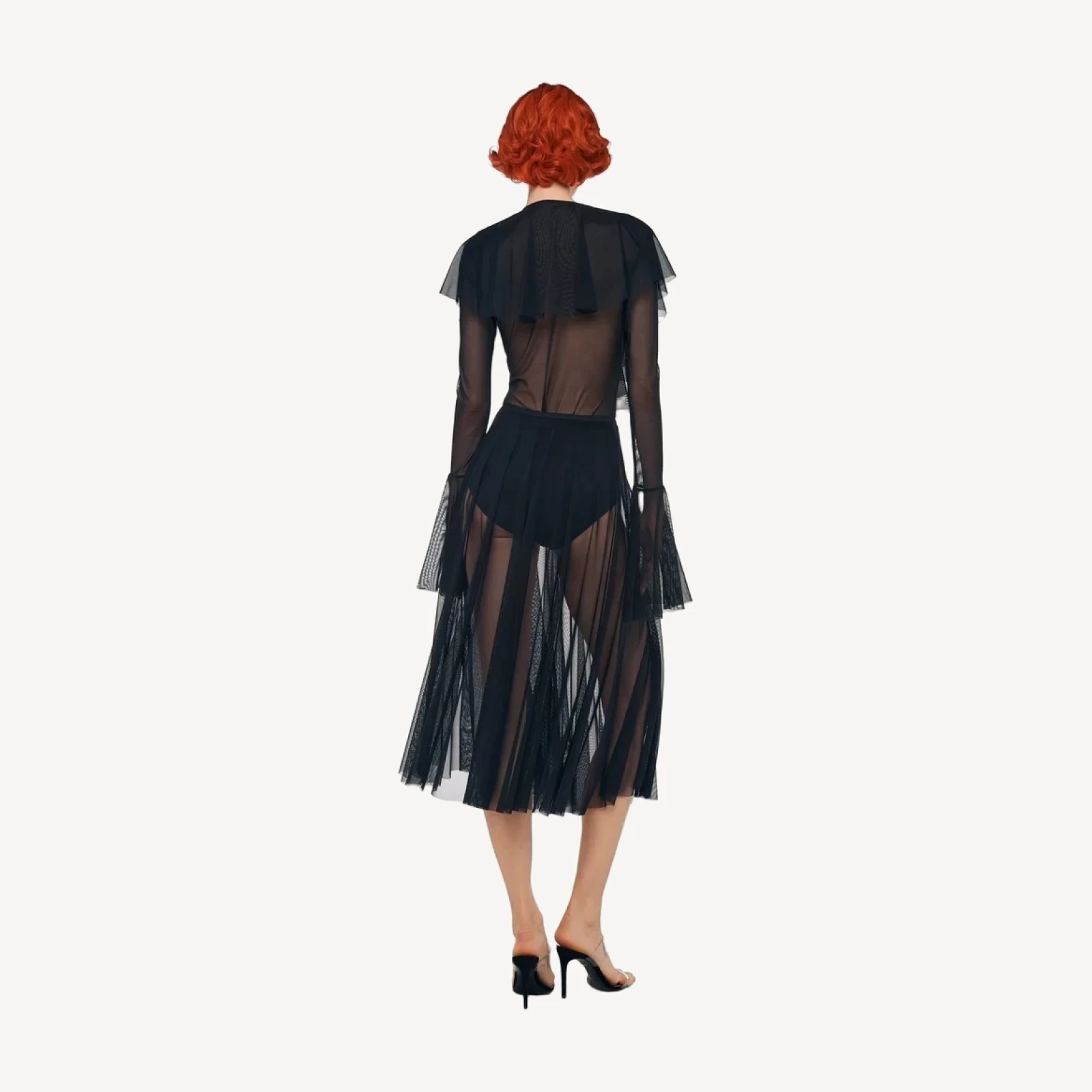 LONG SLEEVE DEEP V RUFFLE BODYSUIT