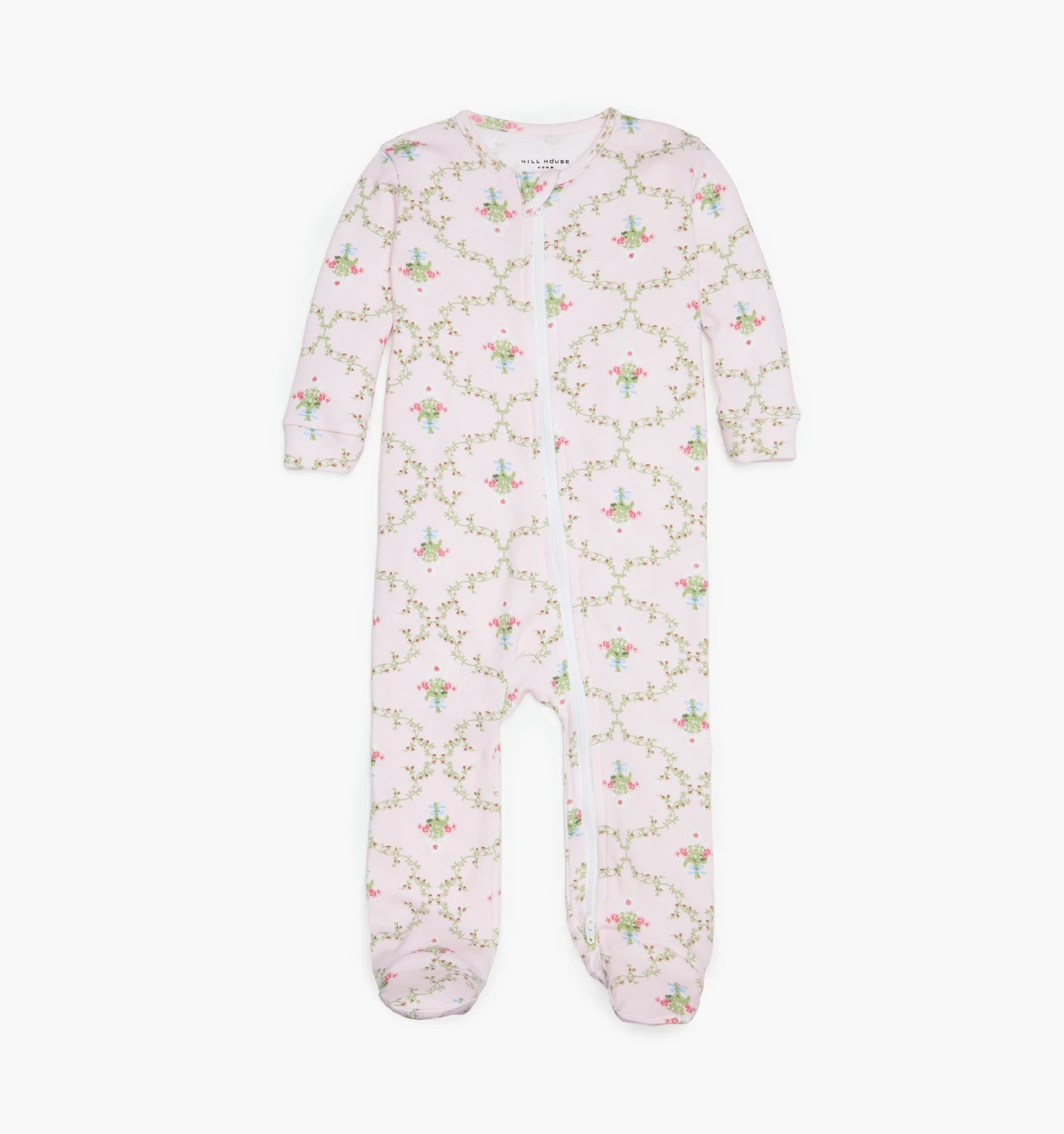 The Footie Pajama - Light Pink Trellis