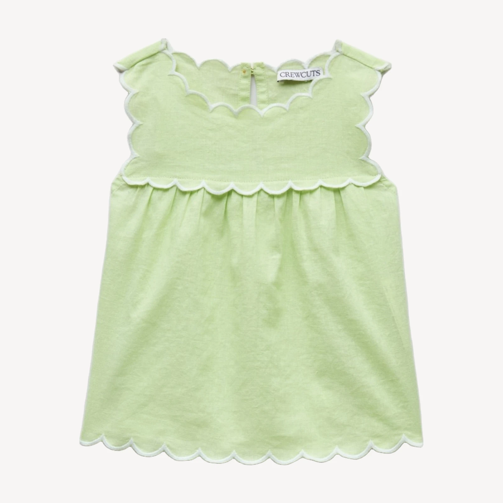 Girls' scallop-trim top in linen blend