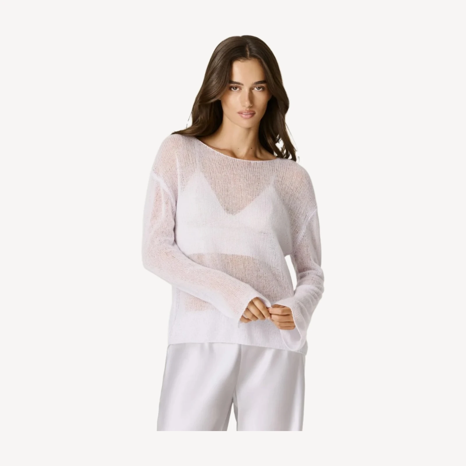 TANYA CASHMERE OPEN KNIT SWEATER - VIOLETTE