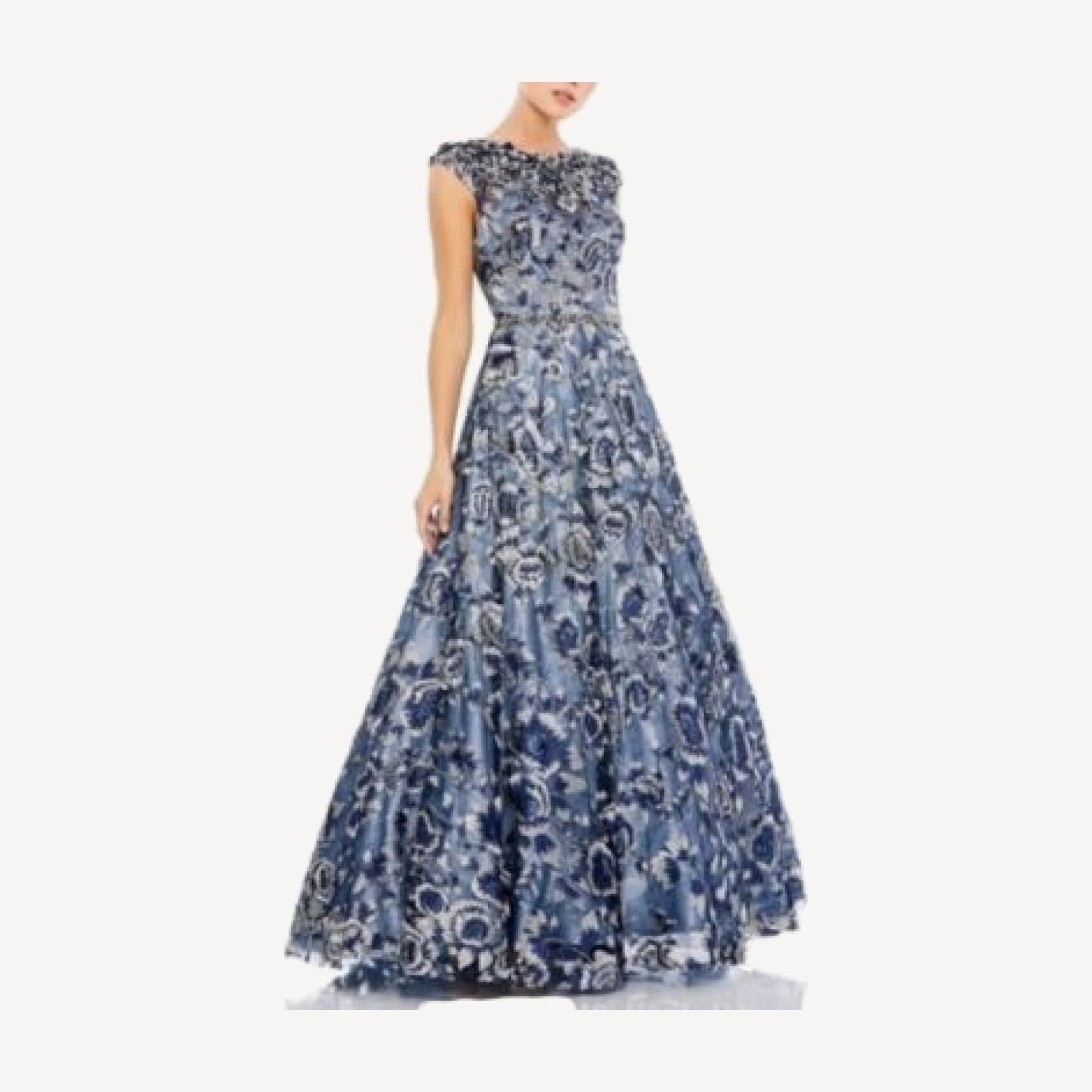 Mac Duggal Embellished Cap Sleeve High Neck Ballgown