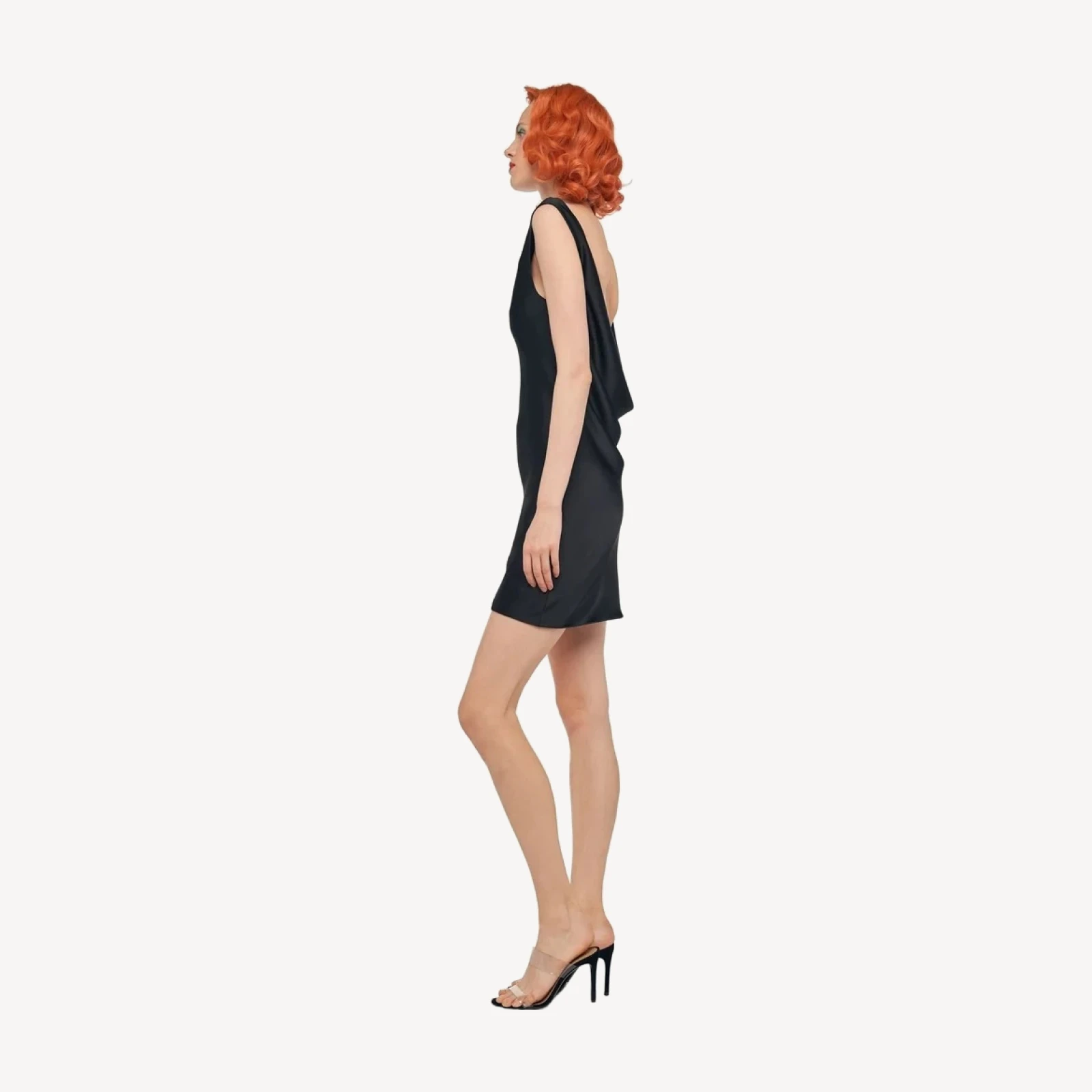 SLEEVELESS LOW BACK DRAPE MINI DRESS