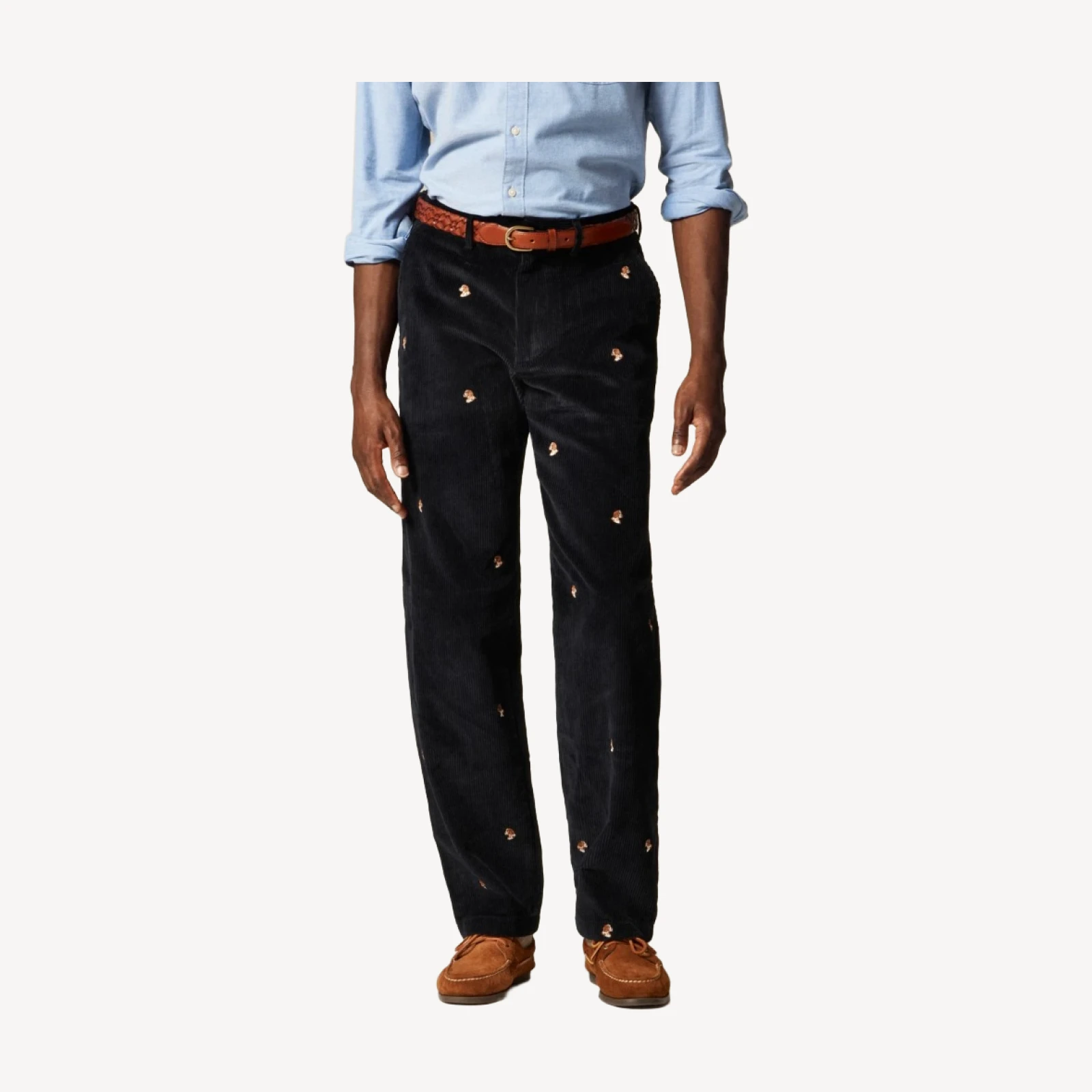 Classic-fit 8-wale corduroy pant with dog embroidery
