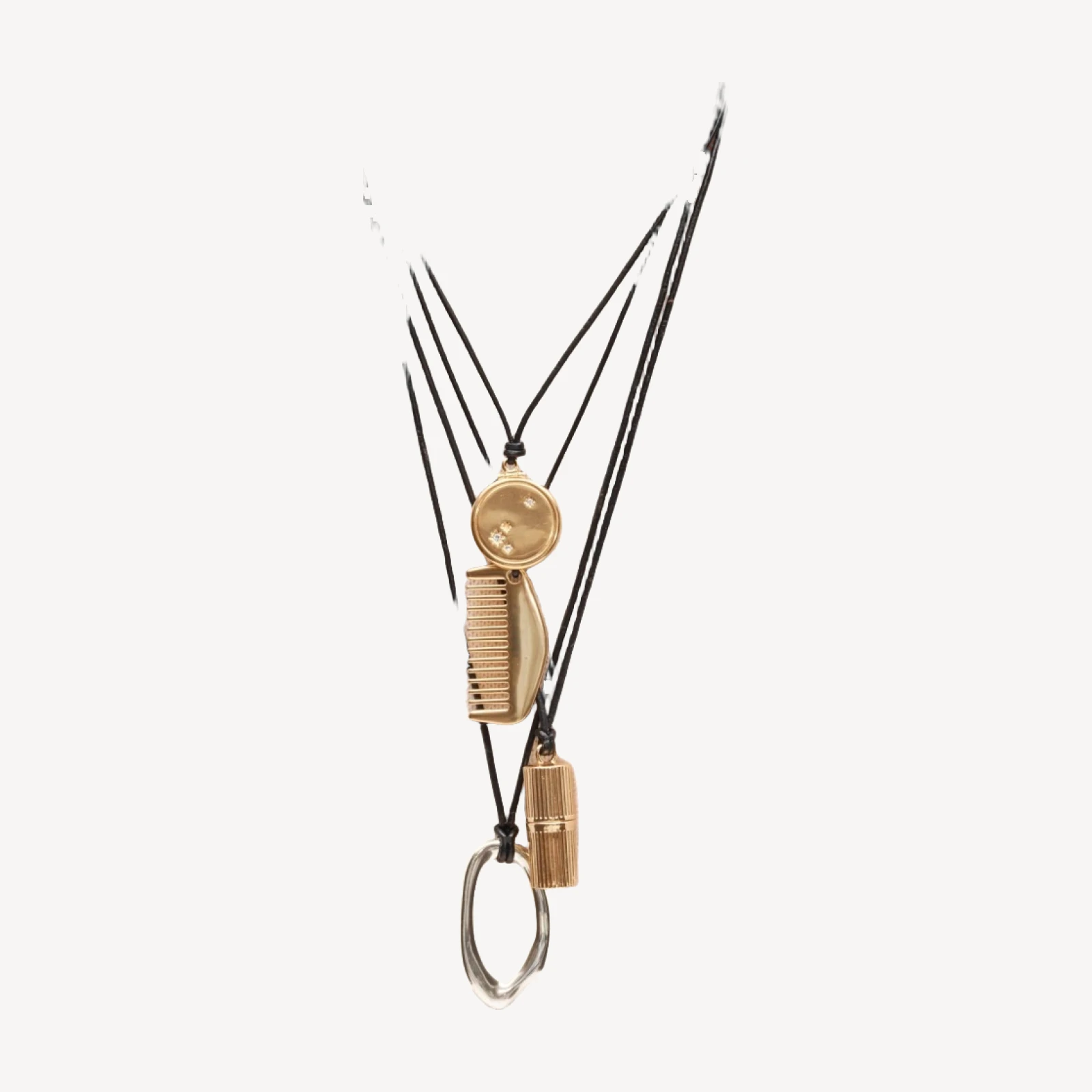 Oval pendant necklace with leather cord