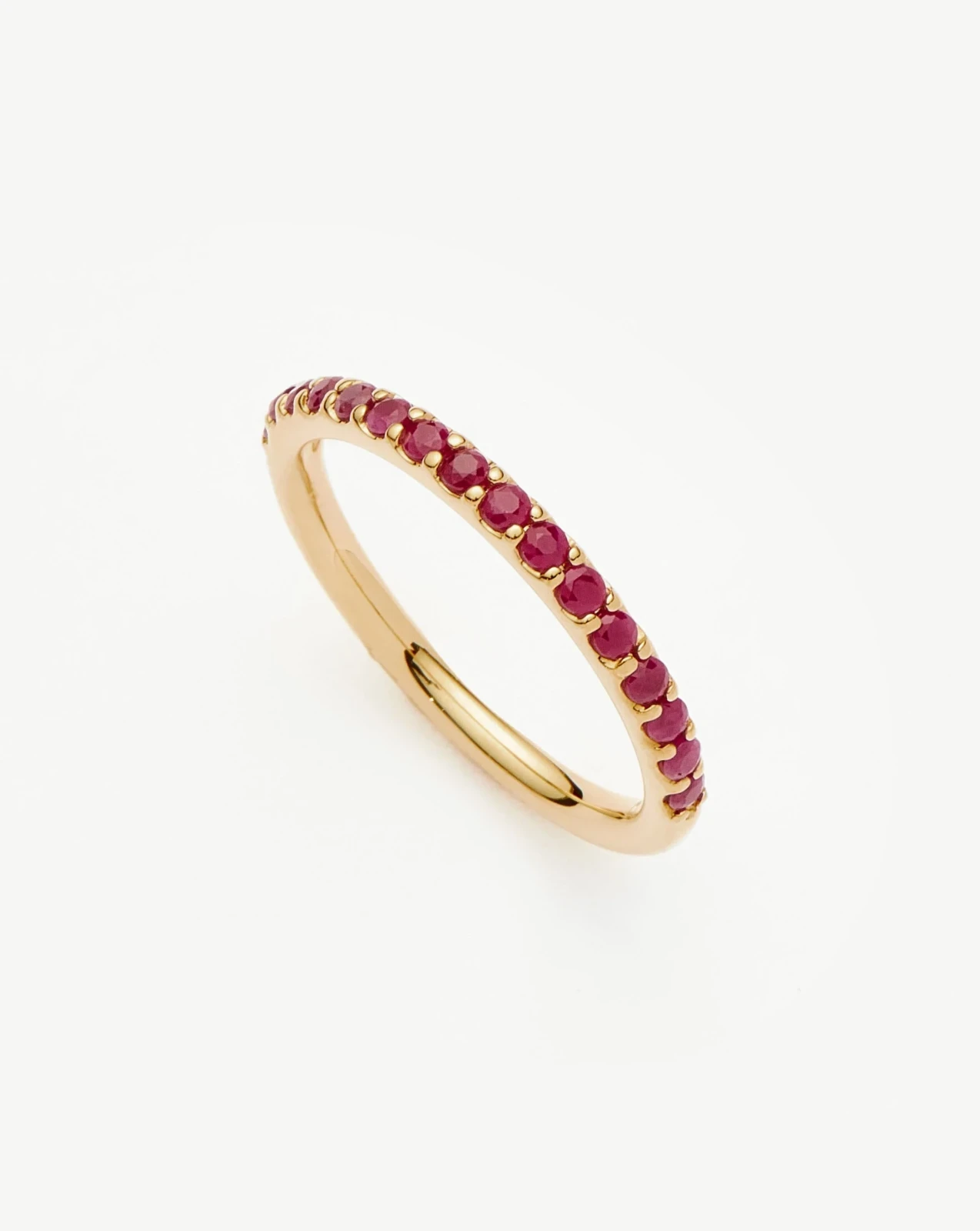 Solid Gold Half Eternity Ruby Ring | 9ct Solid Yellow Gold/Ruby