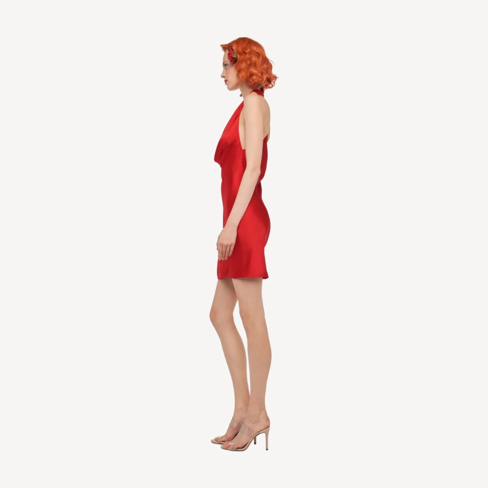 HALTER DRAPE MINI DRESS