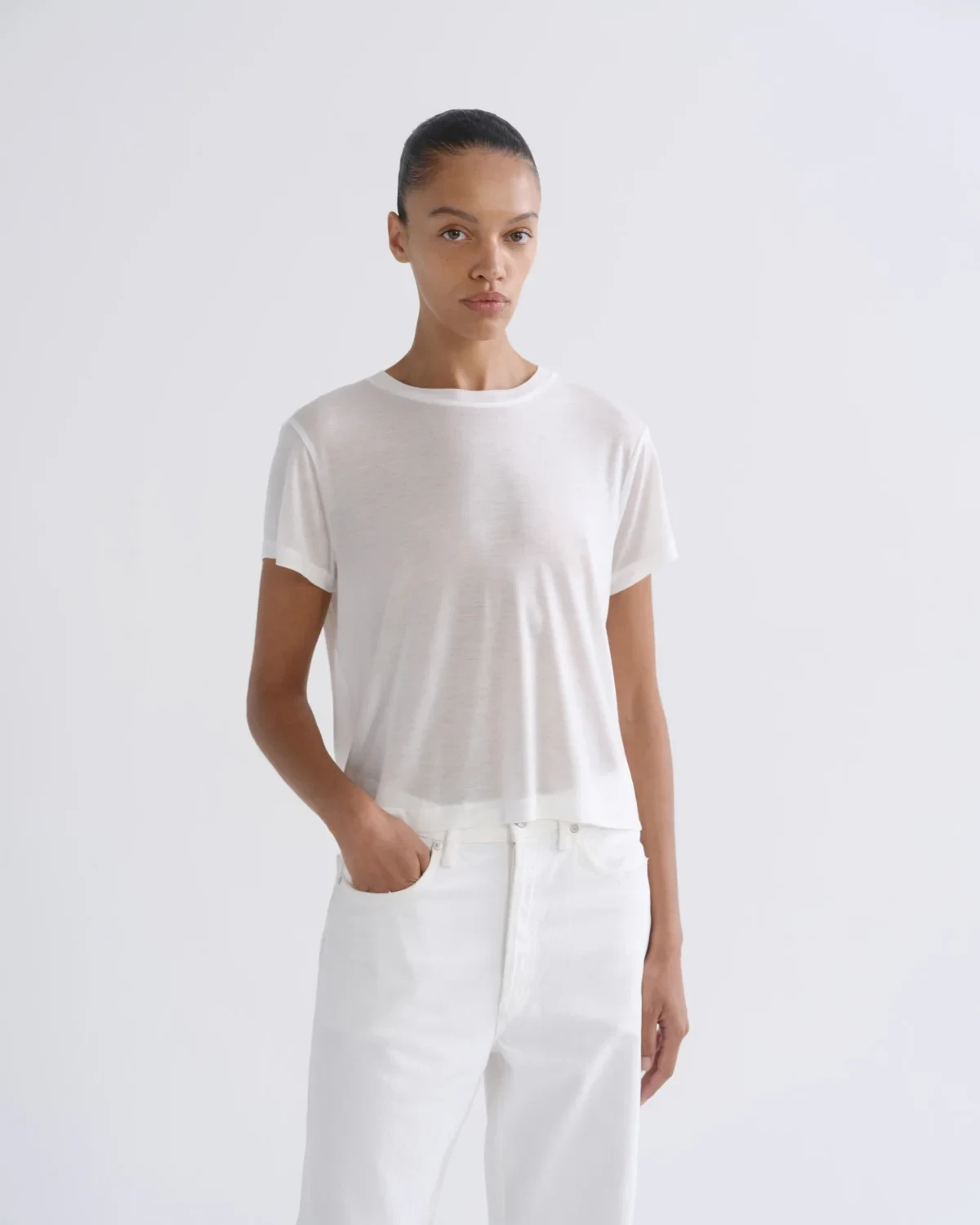 Adine Shrunken Tee (Tencel Jersey) in Gesso
