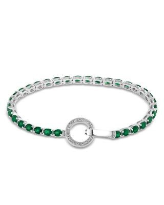 Bloomingdale's Fine Collection Emerald & Diamond Toggle Tennis Bracelet in 14K White Gold