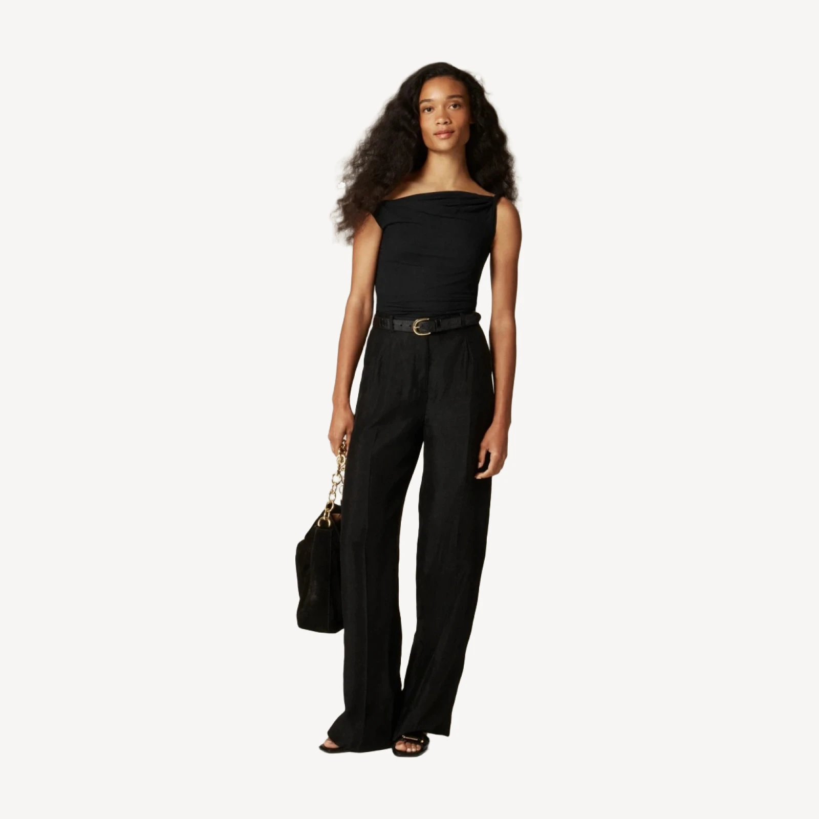 Essential wide-leg pant in textured satin