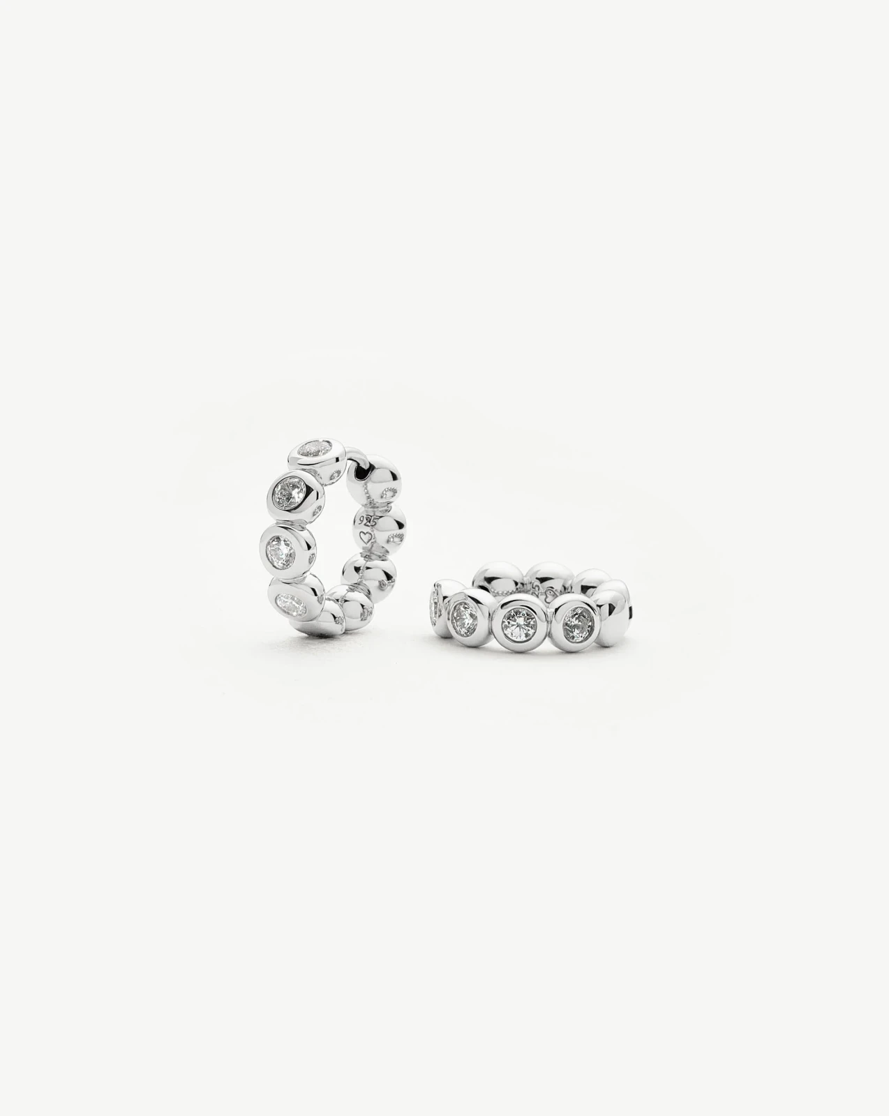 Tennis Small Hoop Earrings| Silver Plated Cubic Zirconia