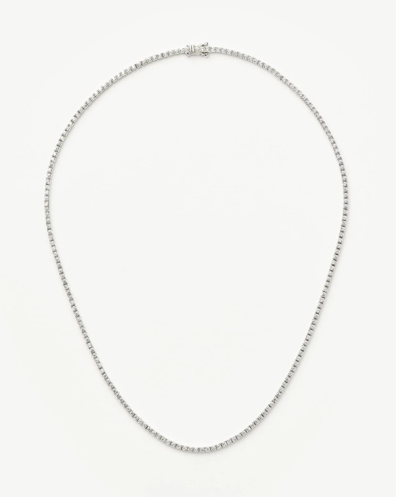 Solid Gold Diamond Tennis Necklace | 14ct Solid White Gold Diamond