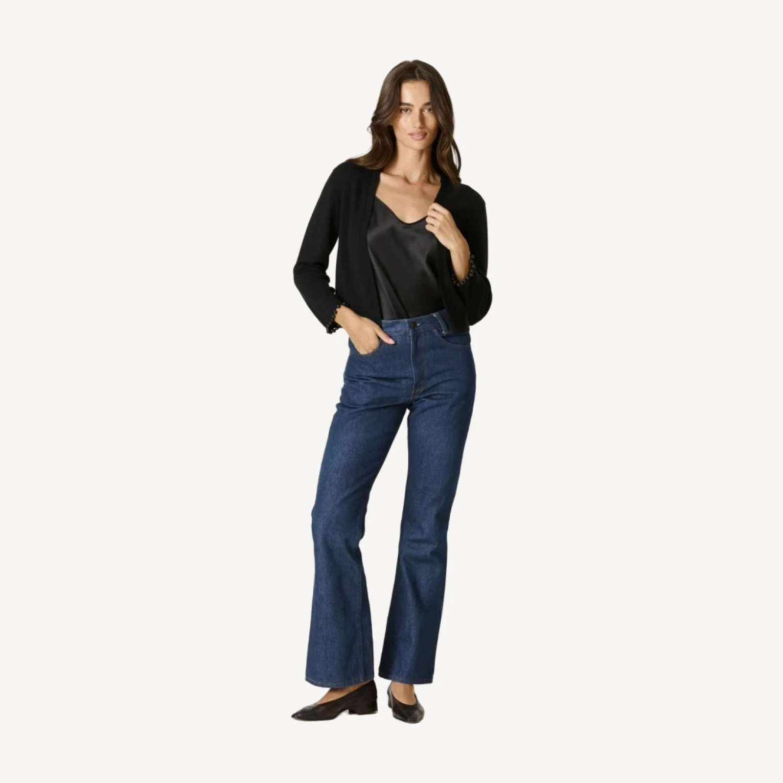 LANA BEADED CASHMERE BOLERO - BLACK